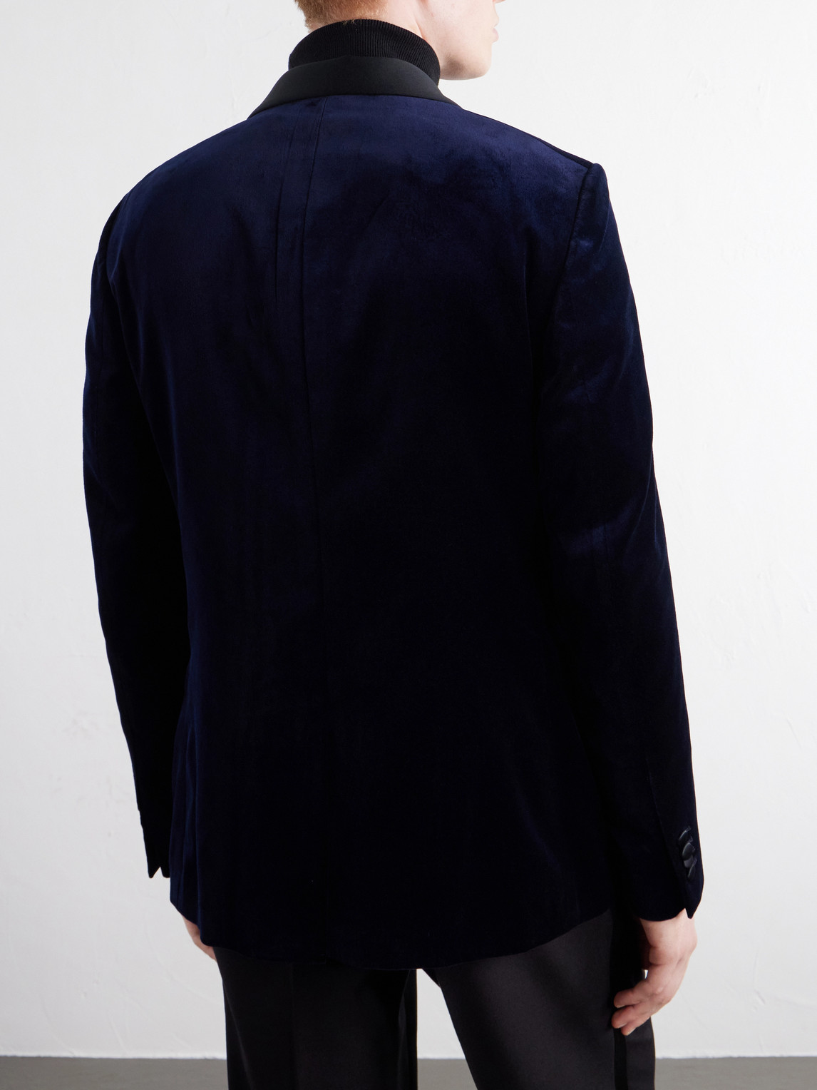 Mr P. - Satin-Trimmed Cotton And Silk-Blend Velvet Tuxedo Jacket