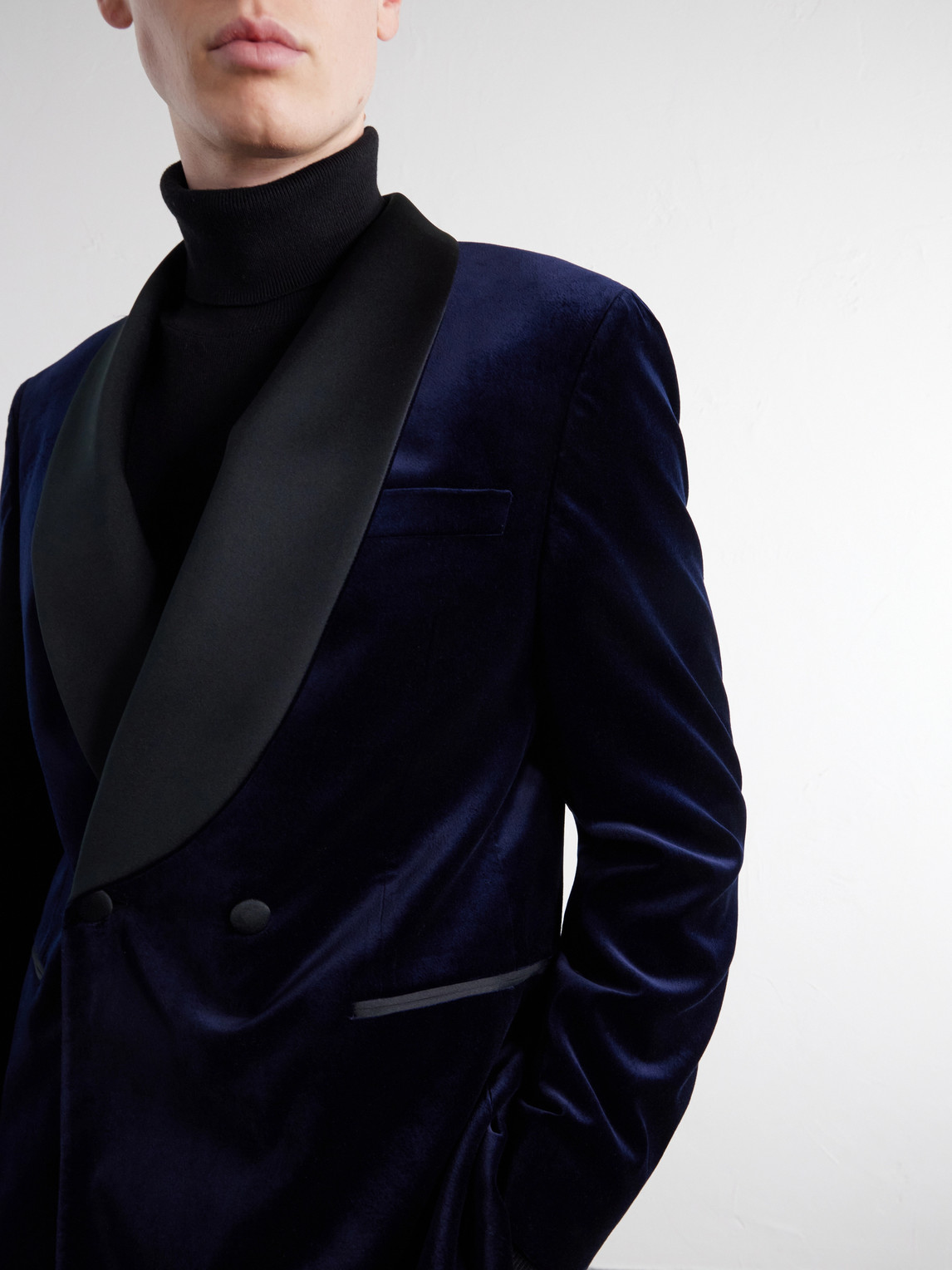 Mr P. - Satin-Trimmed Cotton And Silk-Blend Velvet Tuxedo Jacket