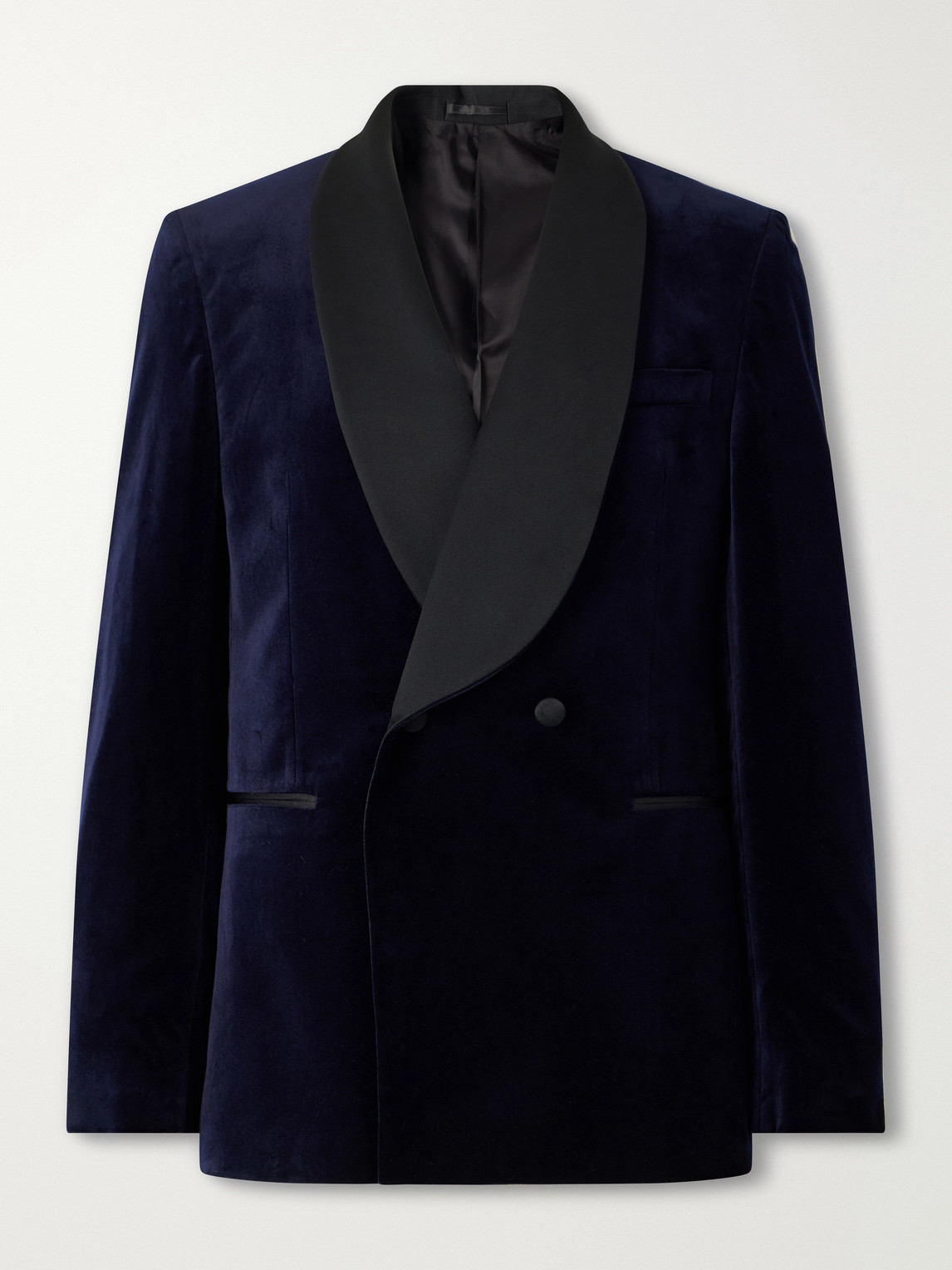 Mr P. - Satin-Trimmed Cotton And Silk-Blend Velvet Tuxedo Jacket