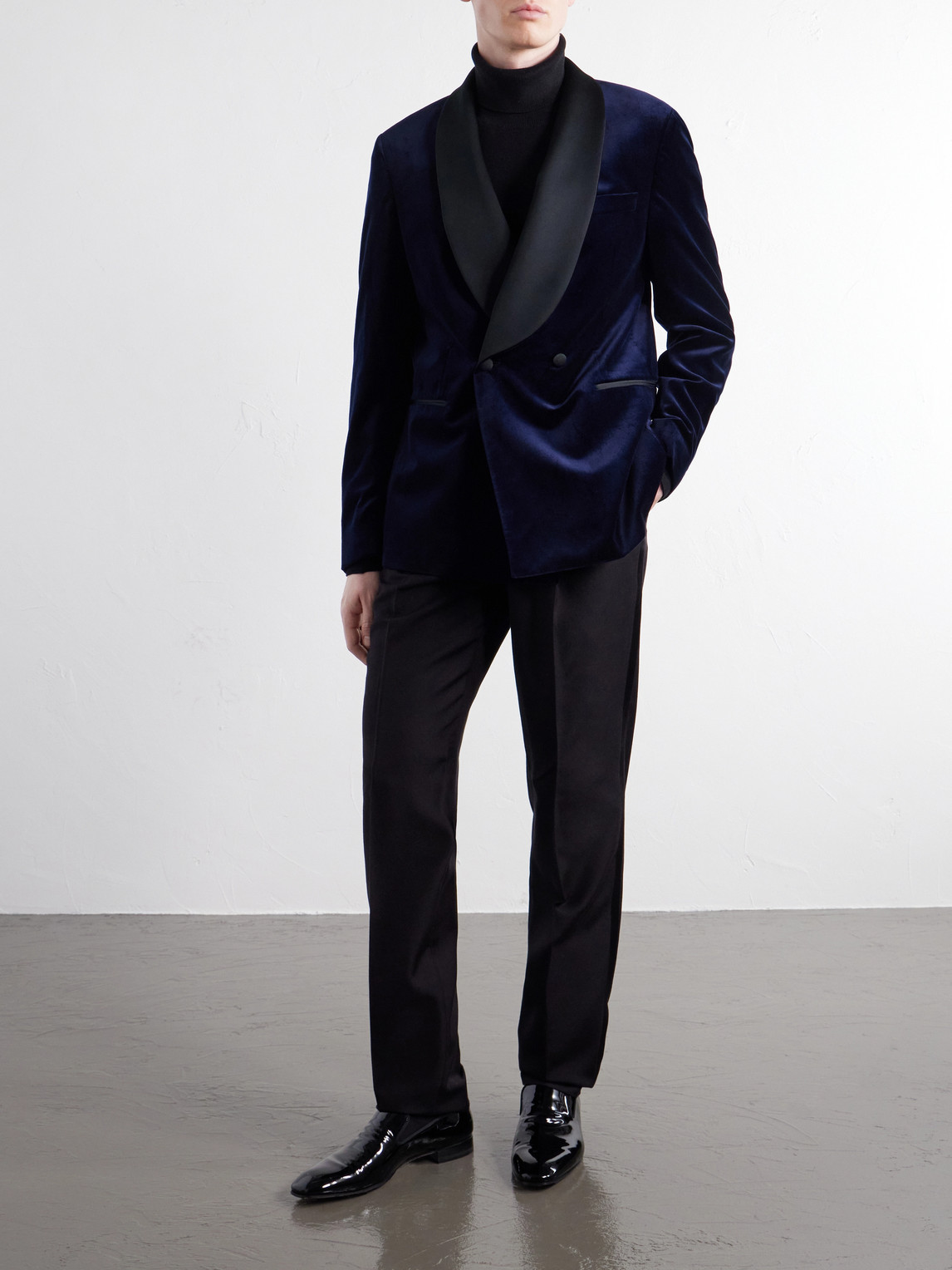 Mr P. - Satin-Trimmed Cotton And Silk-Blend Velvet Tuxedo Jacket