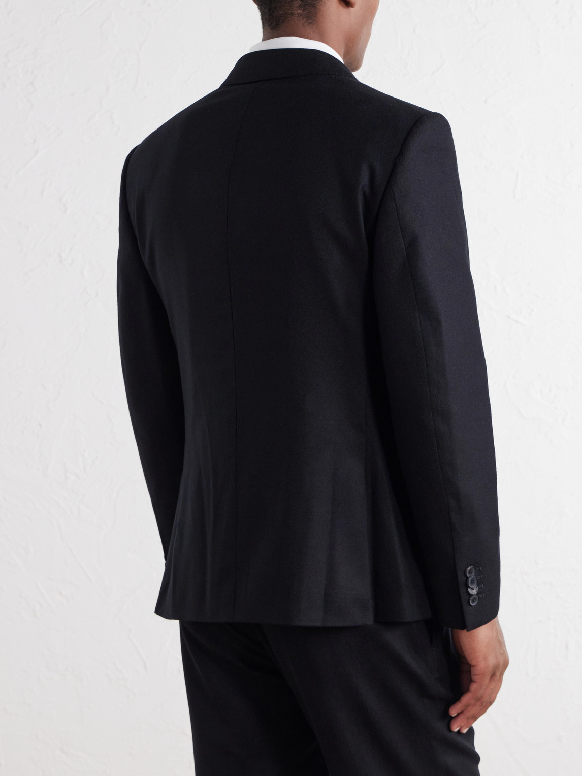 Mr P. - Slim-Fit Double-Breasted Satin-Trimmed Wool-Flannel Blazer