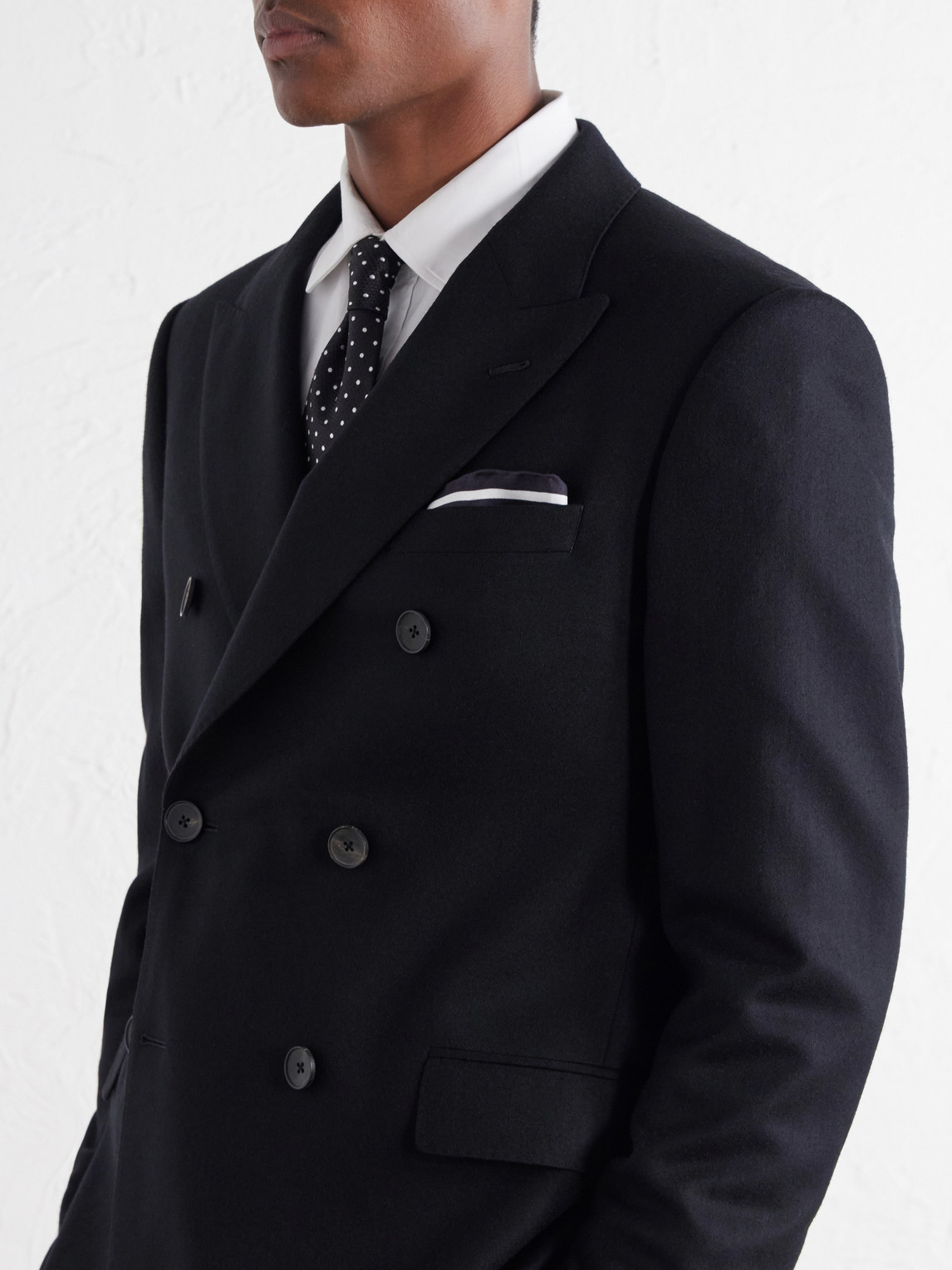 Mr P. - Slim-Fit Double-Breasted Satin-Trimmed Wool-Flannel Blazer