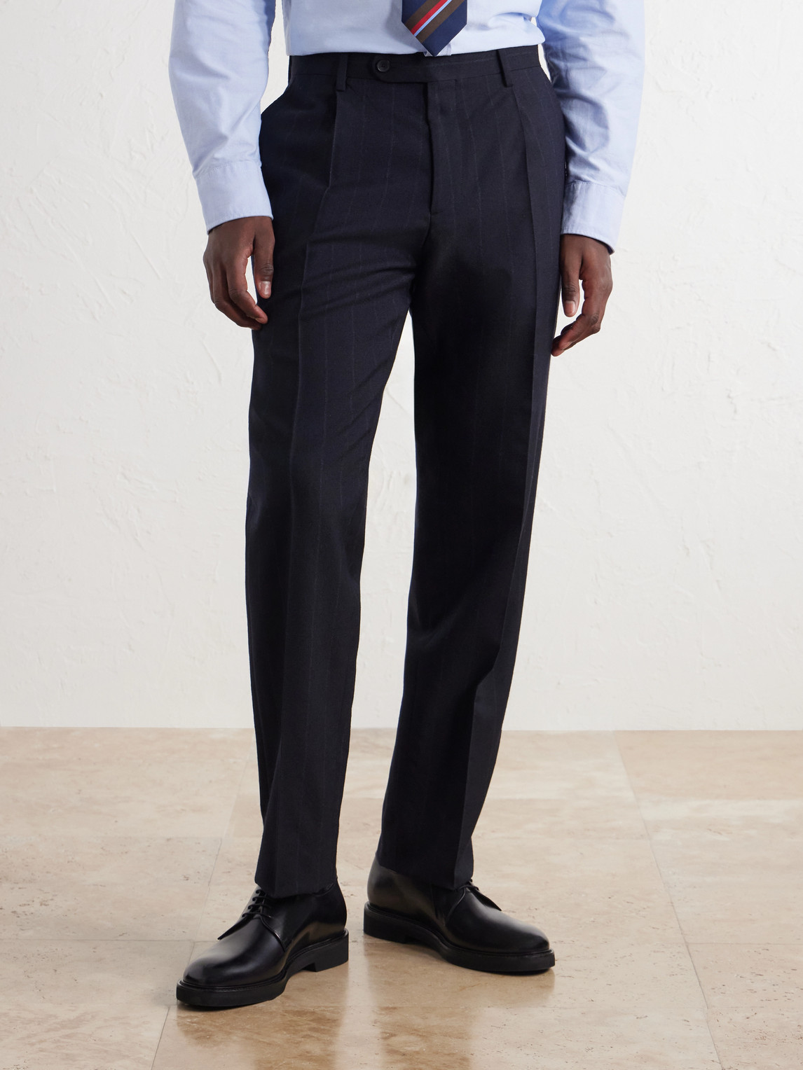 Mr P. - Straight-Leg Pinstriped Wool Suit Trousers
