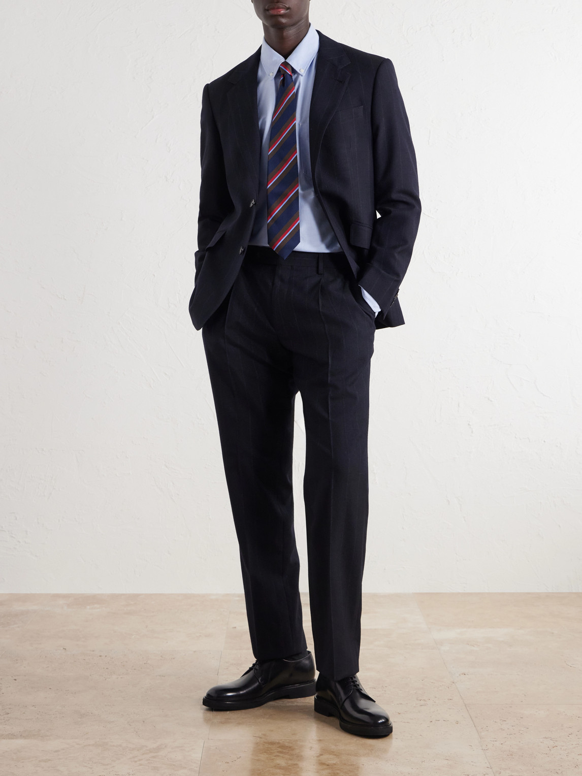 Mr P. - Straight-Leg Pinstriped Wool Suit Trousers