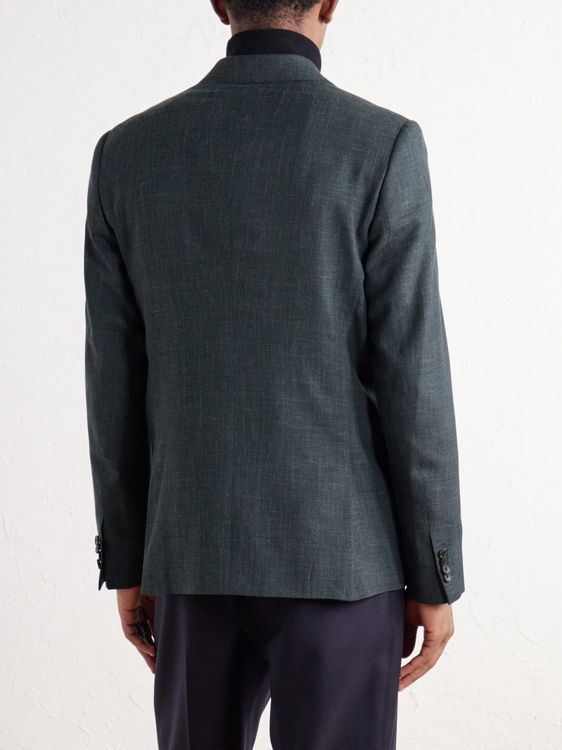 Mr P. - Double-Breasted Woven Wool, Silk And Linen-Blend Blazer