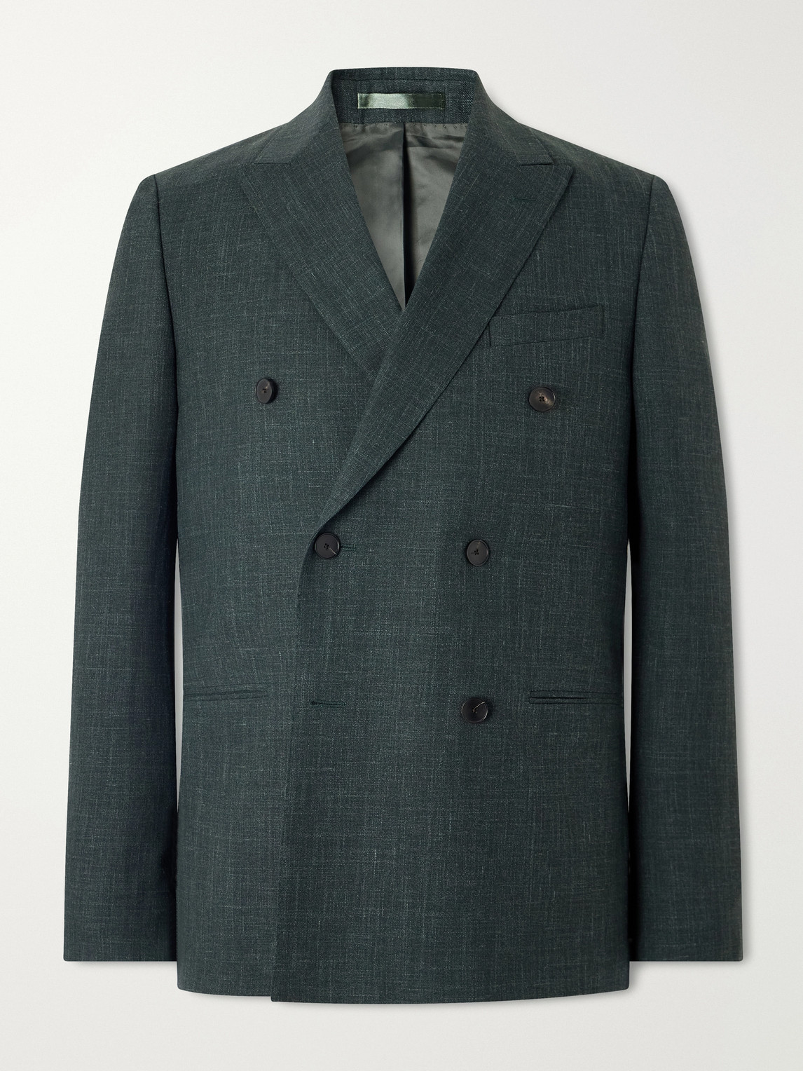 Mr P. - Double-Breasted Woven Wool, Silk And Linen-Blend Blazer