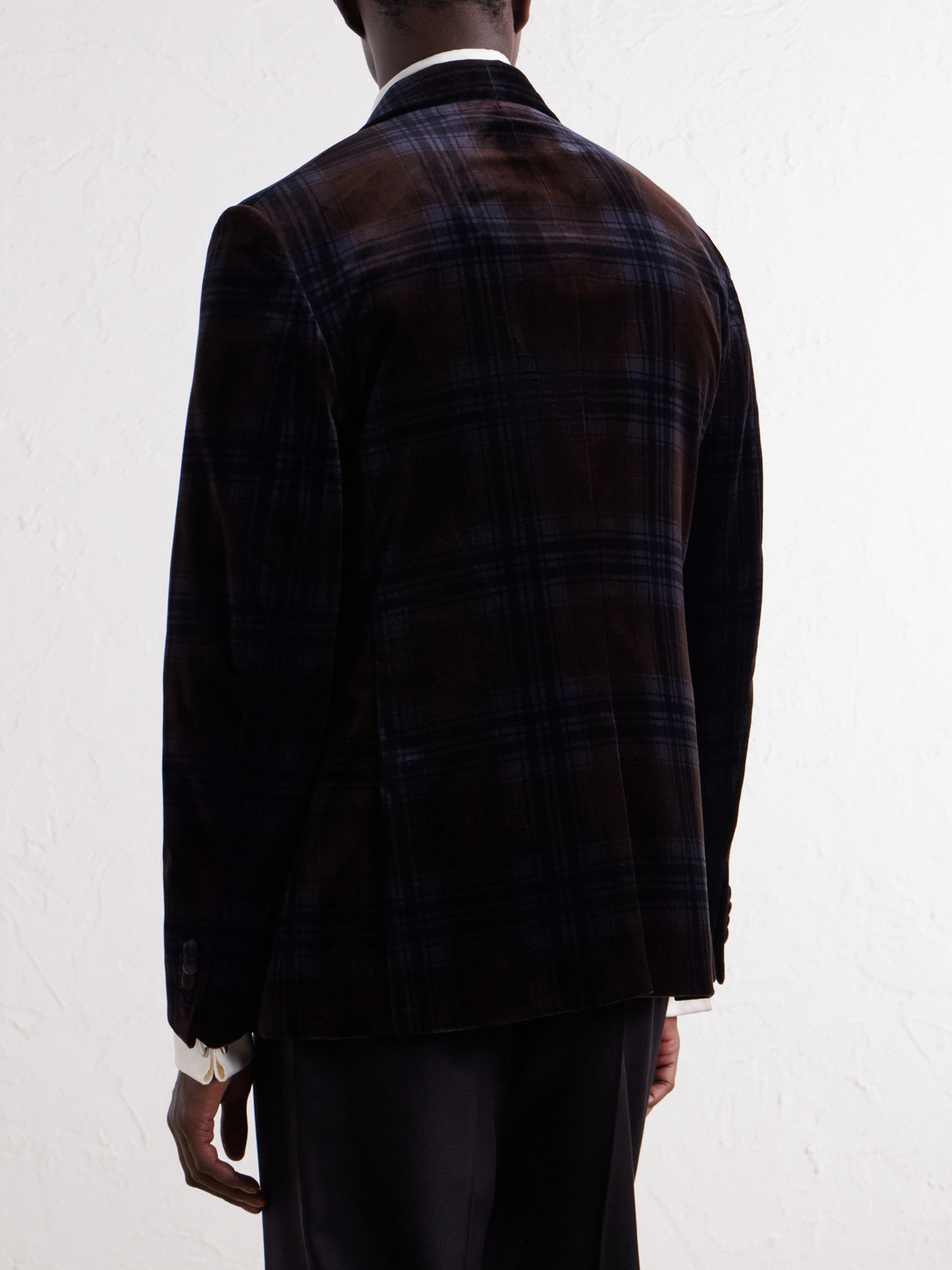 Mr P. - Shawl-Collar Checked Cotton-Velvet Tuxedo Jacket