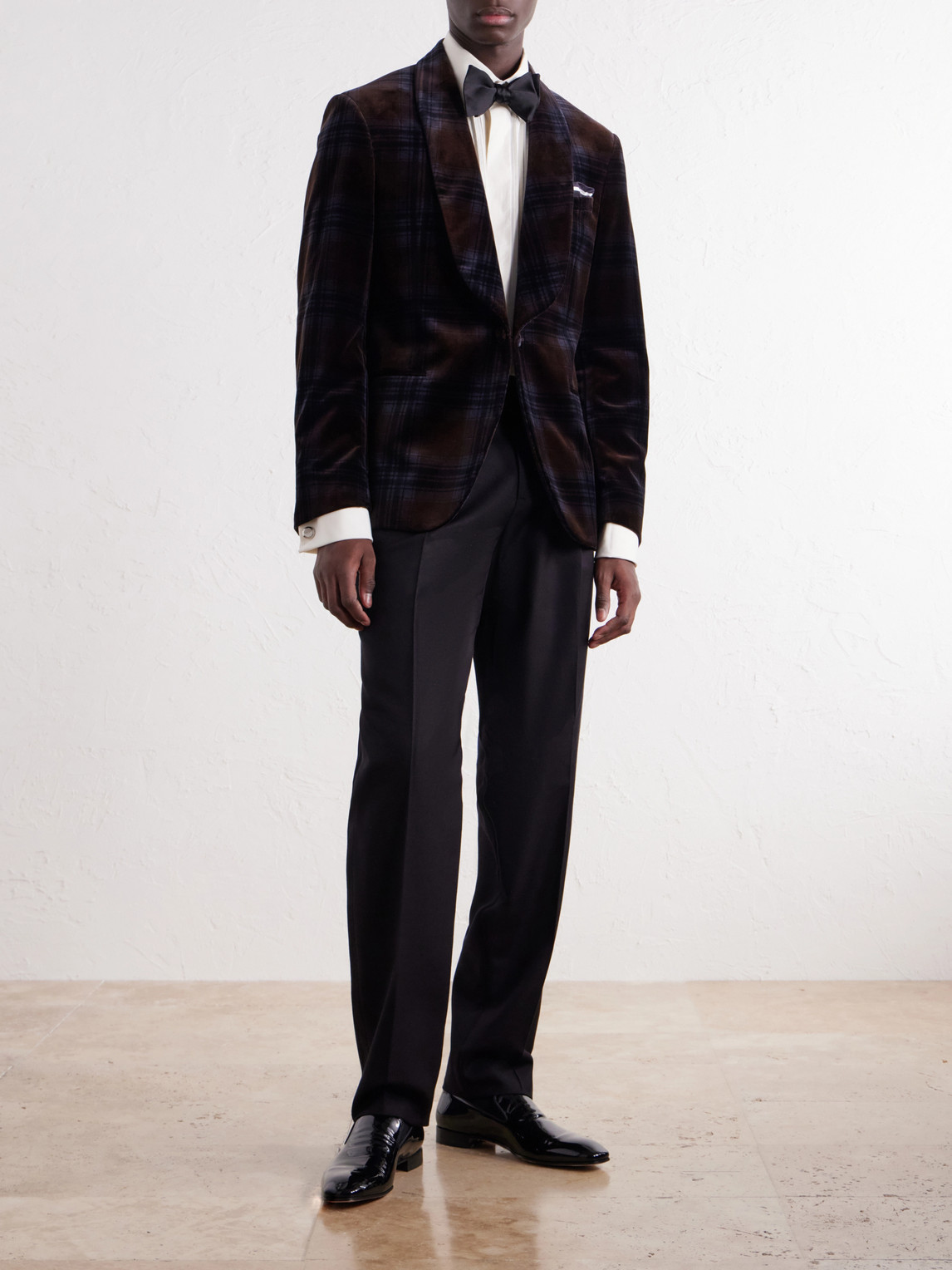 Mr P. - Shawl-Collar Checked Cotton-Velvet Tuxedo Jacket