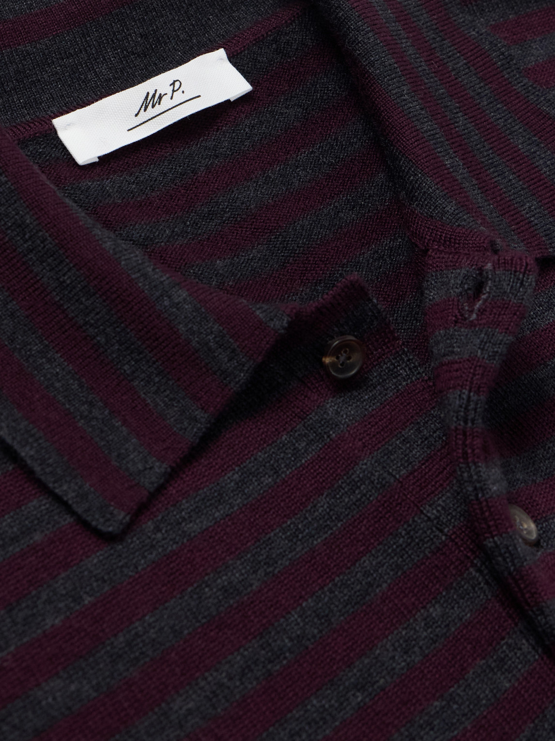 Mr P. - Striped Merino Polo Shirt