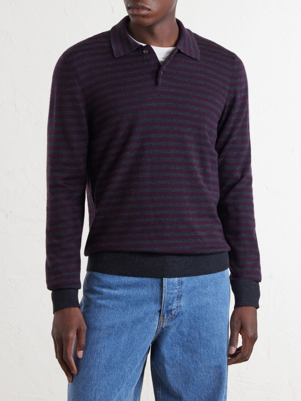Mr P. - Striped Merino Polo Shirt