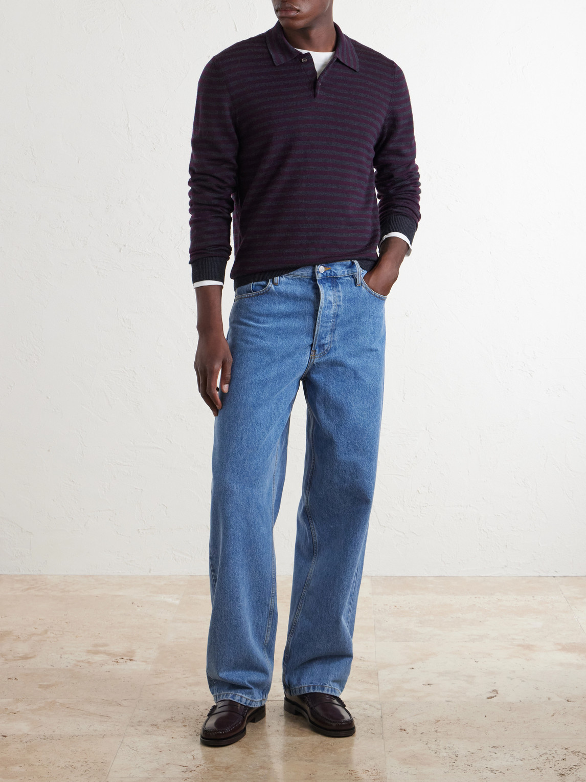 Mr P. - Striped Merino Polo Shirt