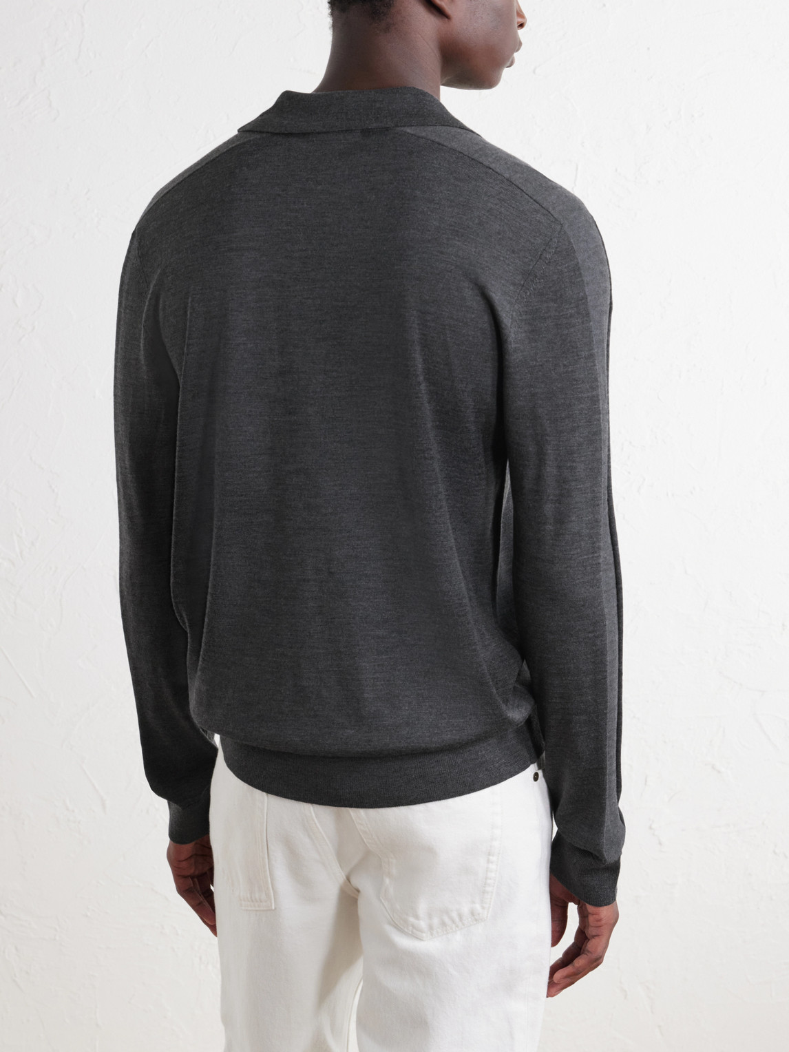 Mr P. - Rib-Trimmed Merino Wool And Silk-Blend Polo Shirt