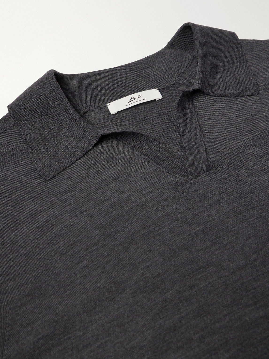 Mr P. - Rib-Trimmed Merino Wool And Silk-Blend Polo Shirt