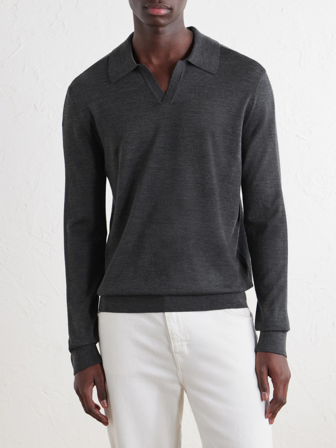 Mr P. - Rib-Trimmed Merino Wool And Silk-Blend Polo Shirt