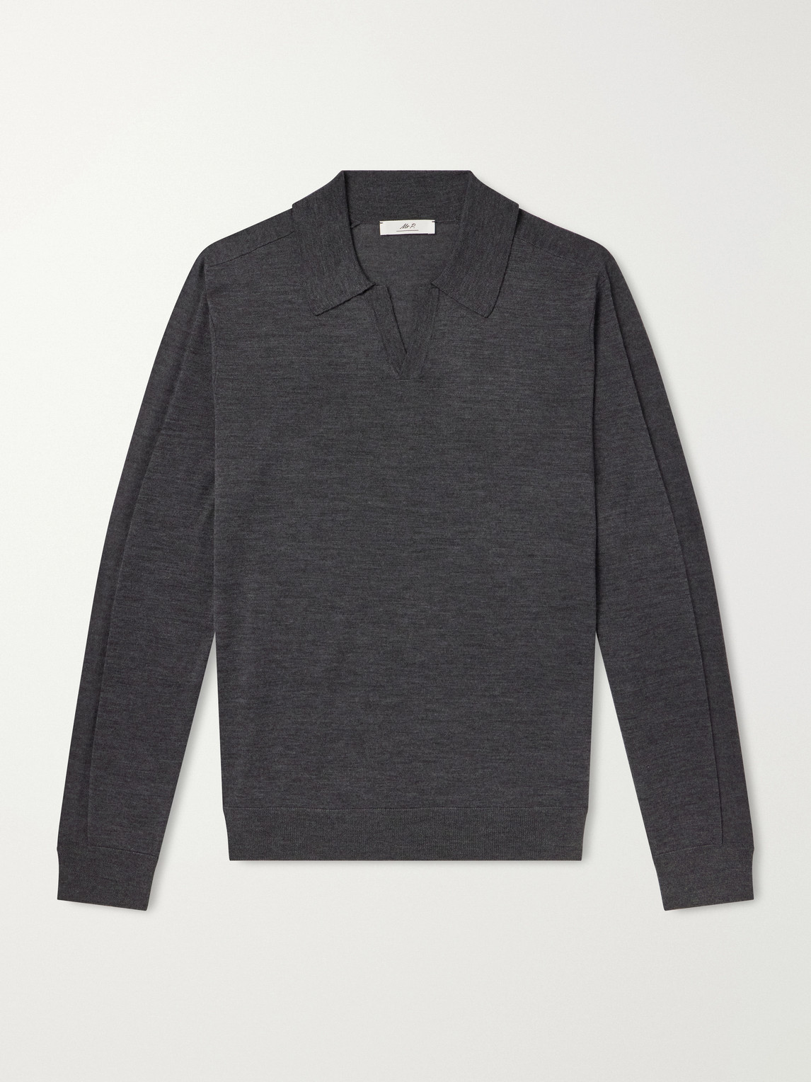 Mr P. - Rib-Trimmed Merino Wool And Silk-Blend Polo Shirt