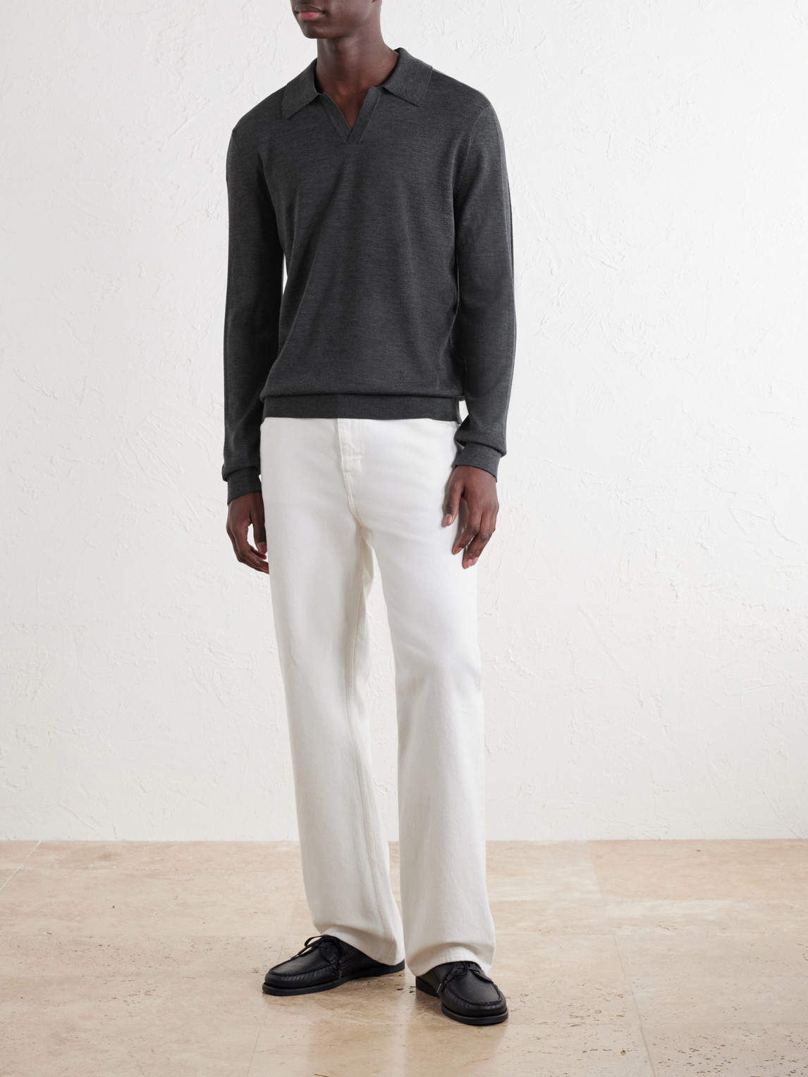 Mr P. - Rib-Trimmed Merino Wool And Silk-Blend Polo Shirt