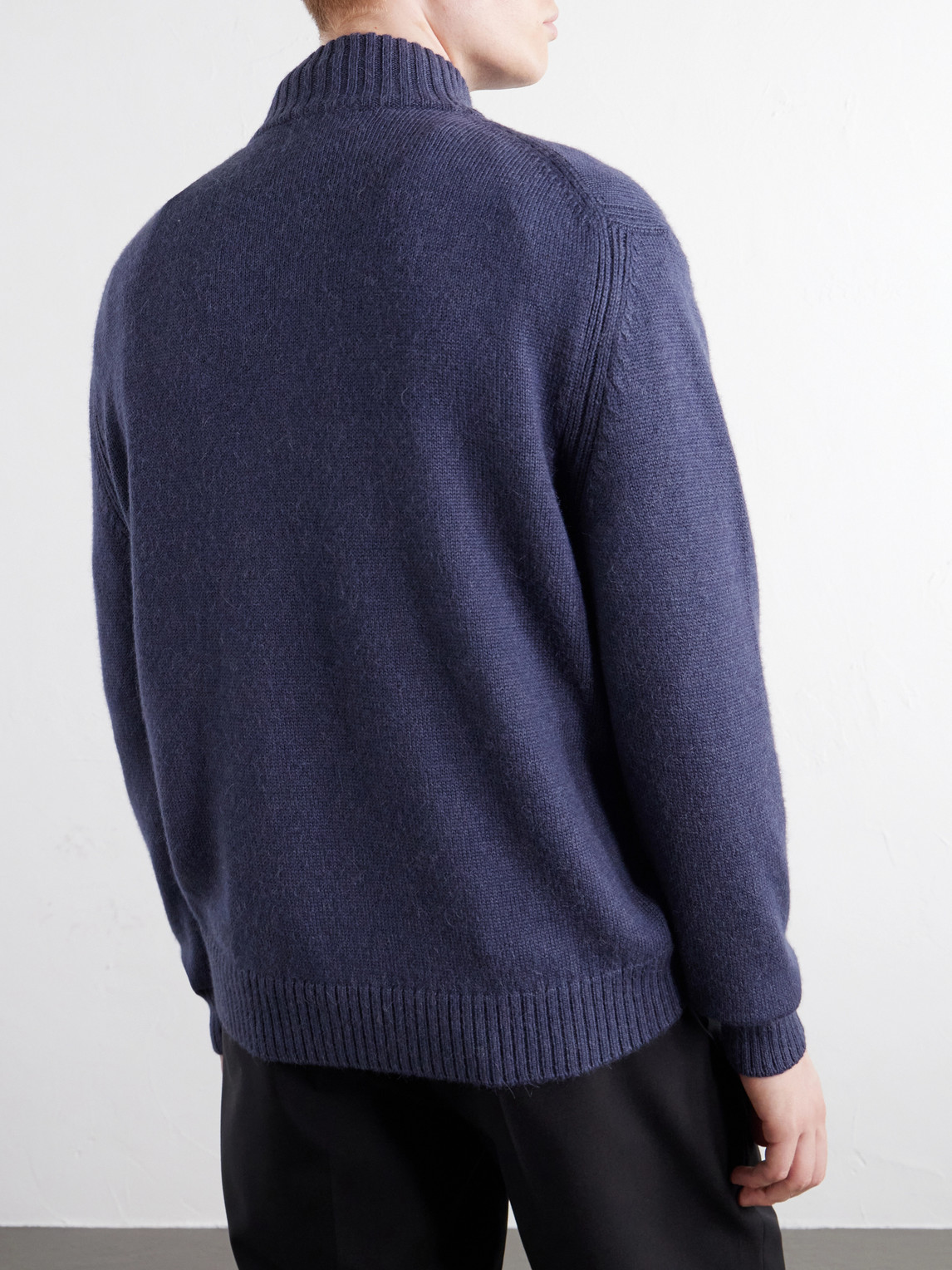 Mr P. - Rib-Trimmed Alpaca Half-Zip Sweater