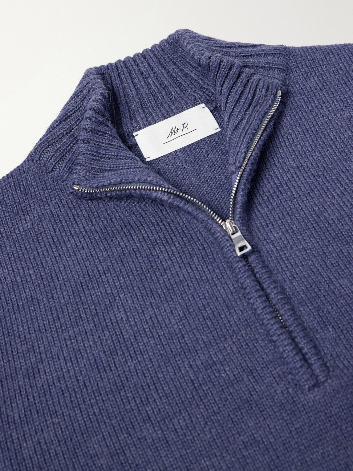 Mr P. - Rib-Trimmed Alpaca Half-Zip Sweater