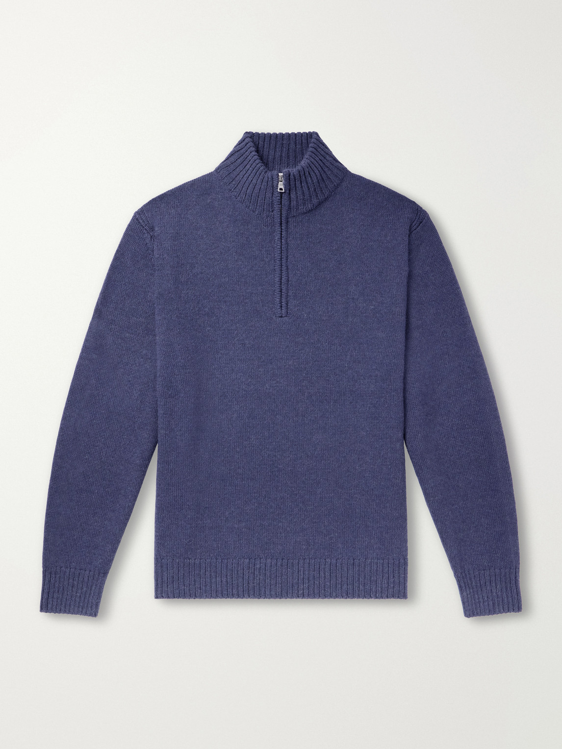 Mr P. - Rib-Trimmed Alpaca Half-Zip Sweater