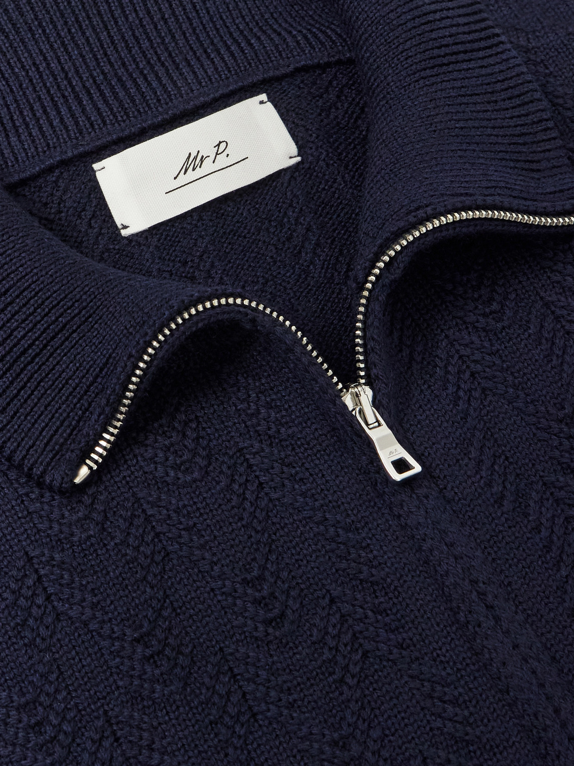 Mr P. - Pointelle-Knit Merino Wool Zip-Up Cardigan