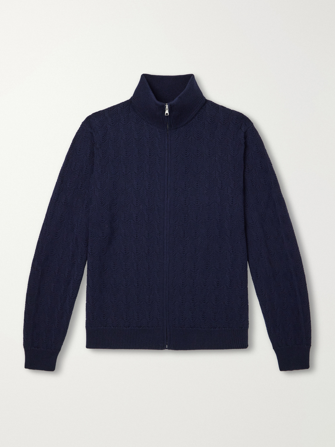 Mr P. - Pointelle-Knit Merino Wool Zip-Up Cardigan