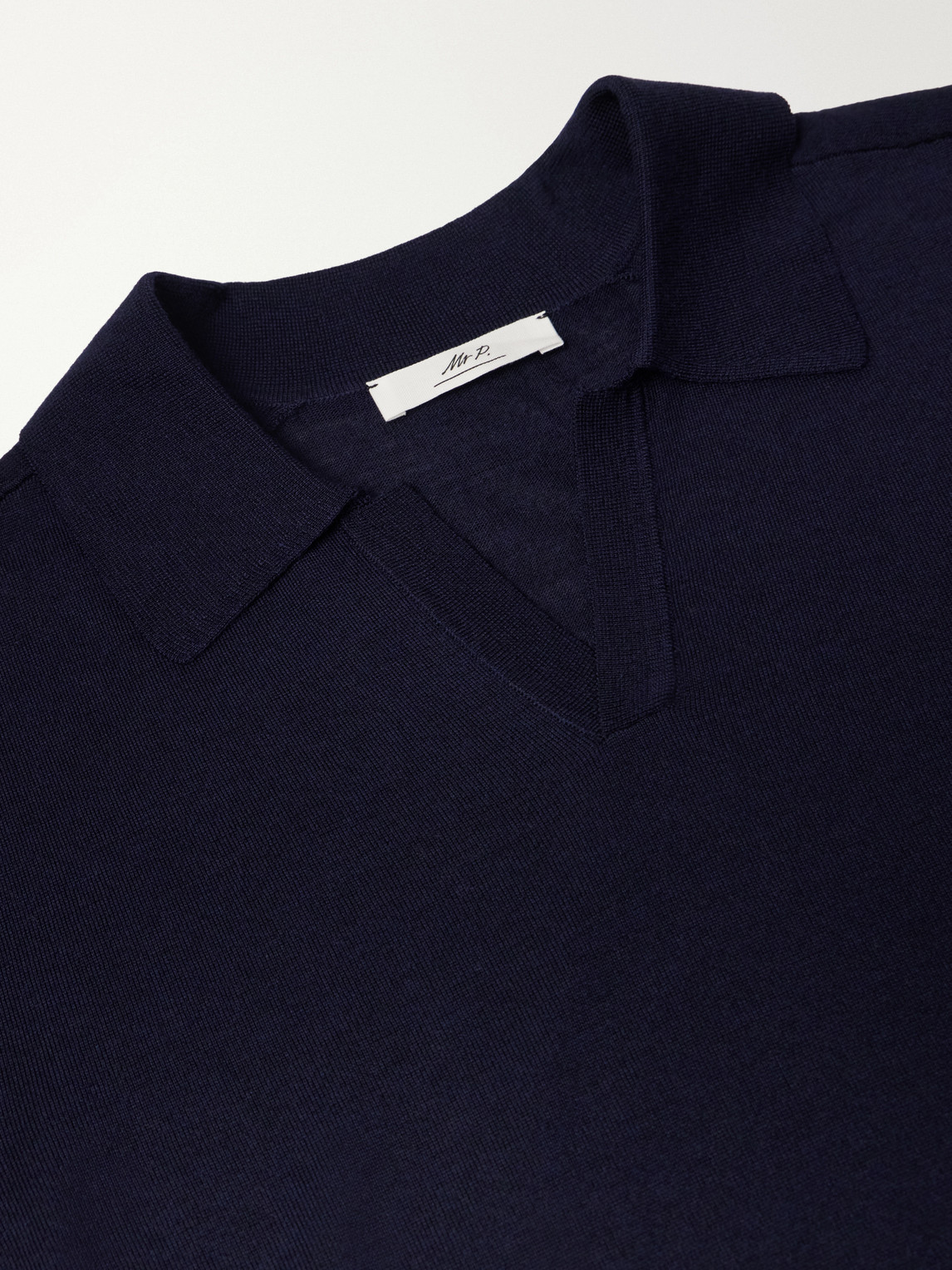 Mr P. - Rib-Trimmed Merino Wool And Silk-Blend Polo Shirt