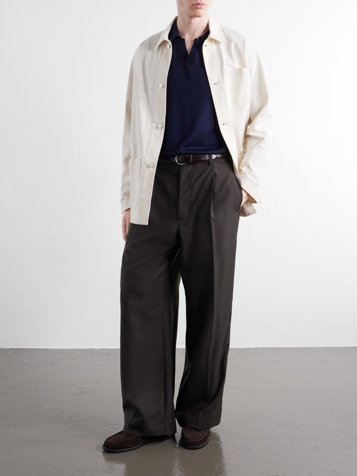 Mr P. - Rib-Trimmed Merino Wool And Silk-Blend Polo Shirt
