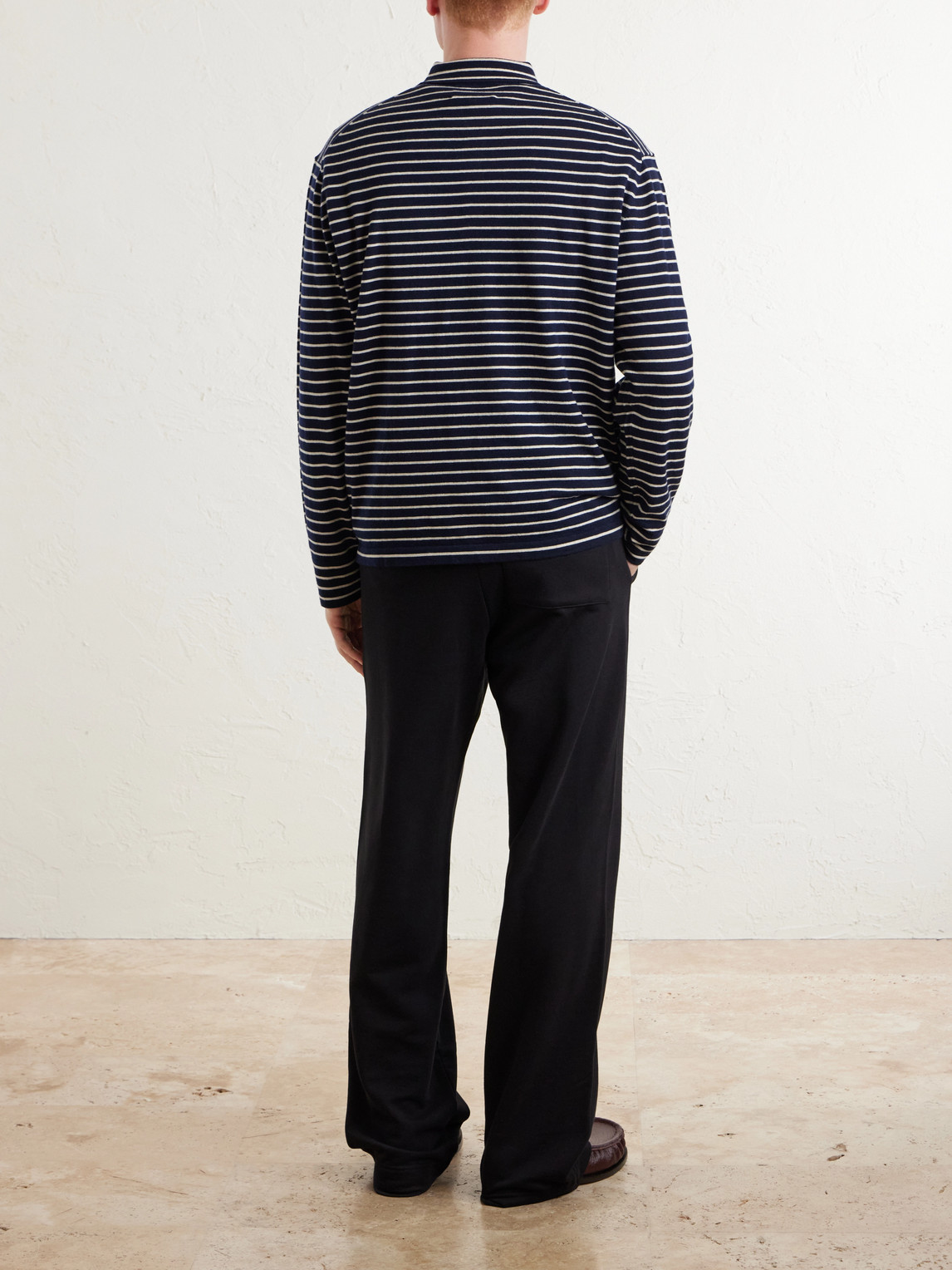 Striped Cashmere Polo Shirt