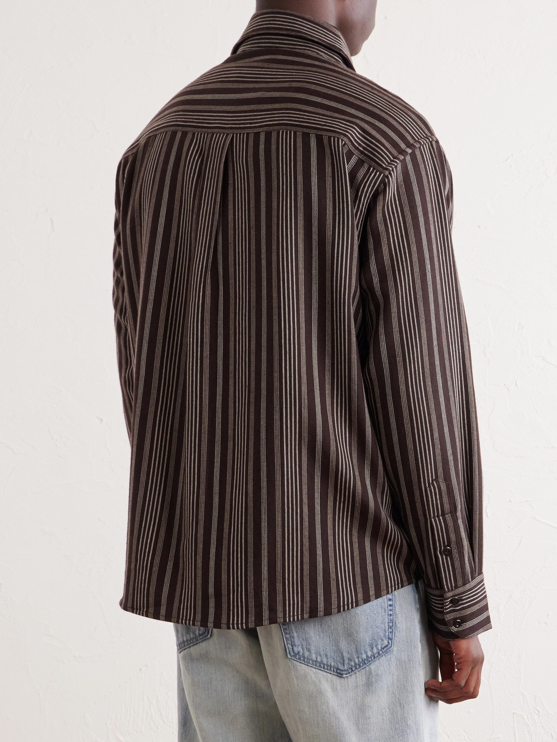 Striped Wool And Cashmere-Blend Woven Shirt