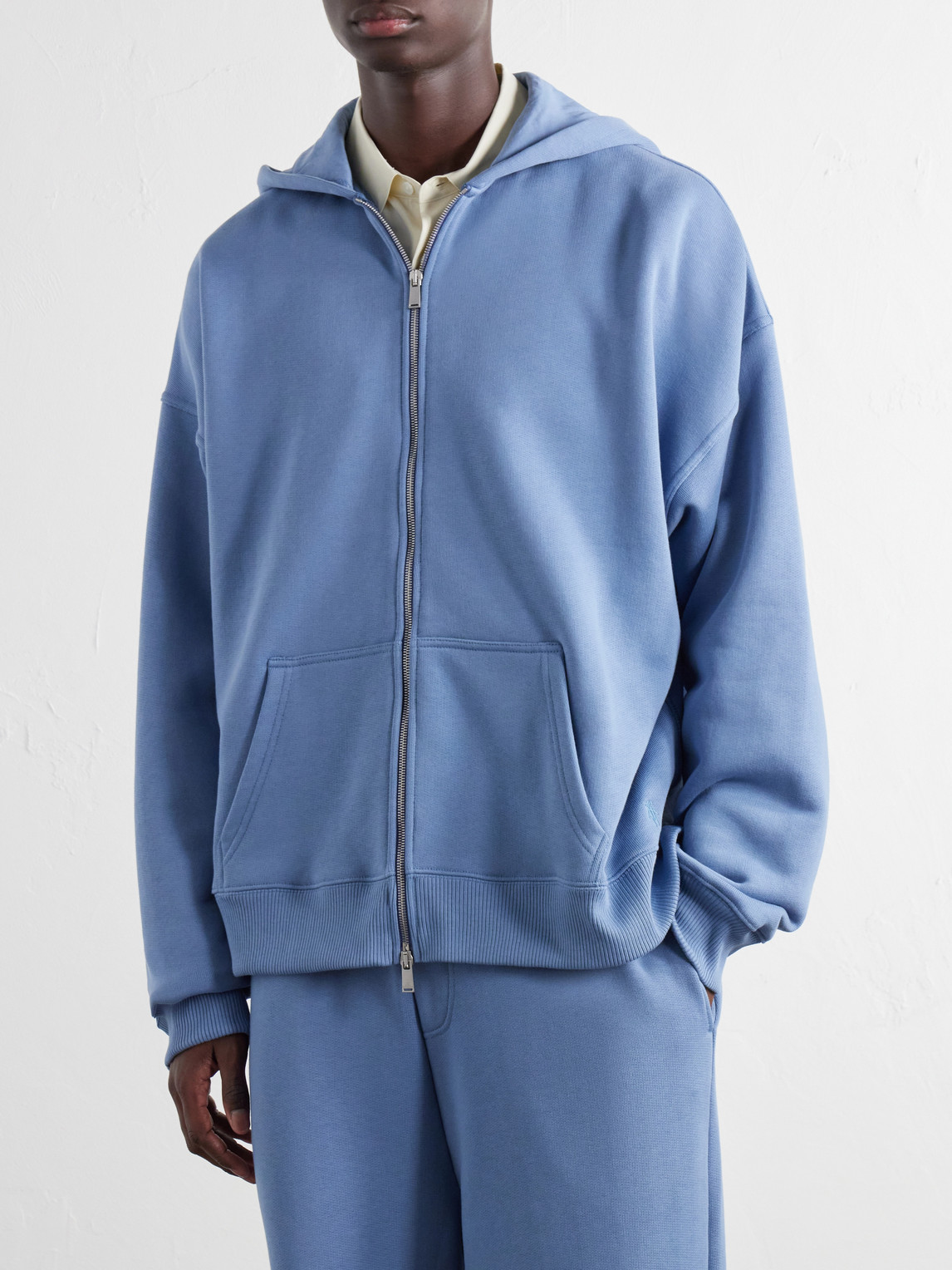 Cotton-Jersey Zip-Up Hoodie
