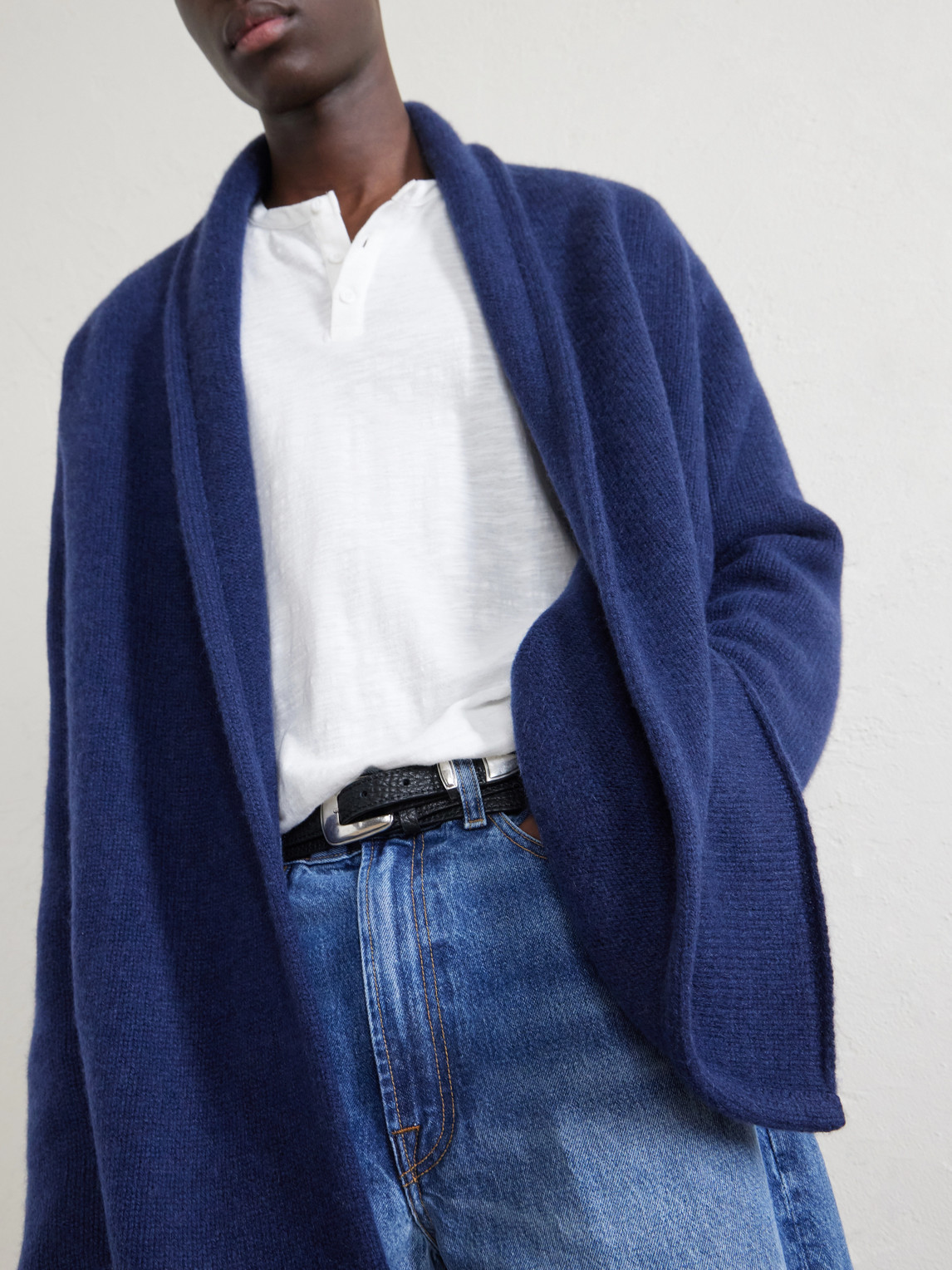 Italy Smoking Shawl-Collar Cashmere Cardigan