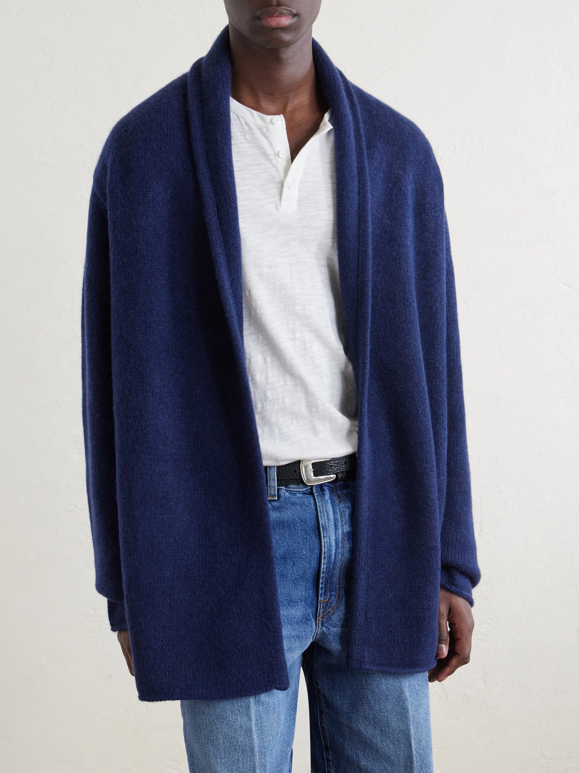 Italy Smoking Shawl-Collar Cashmere Cardigan