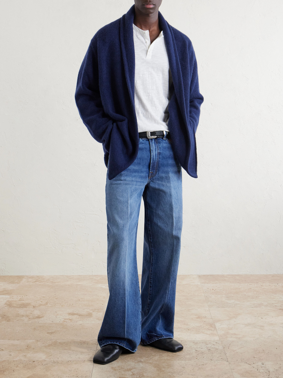 Italy Smoking Shawl-Collar Cashmere Cardigan