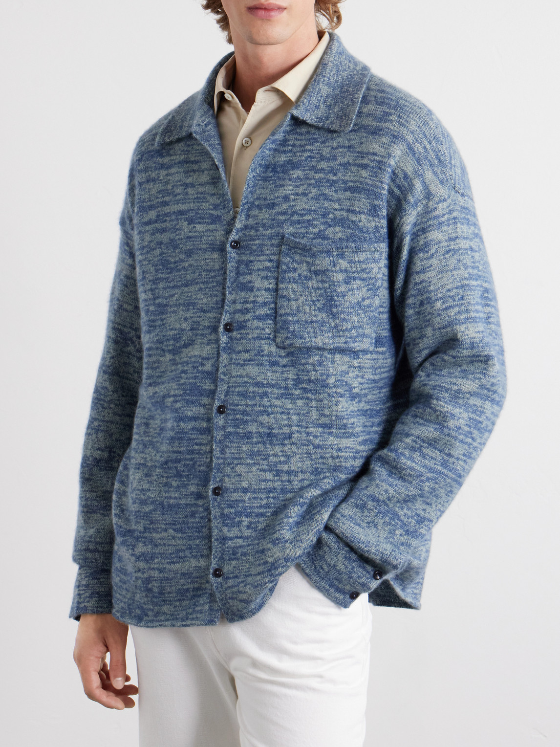 Knitted-Cashmere And Silk-Bend Cardigan