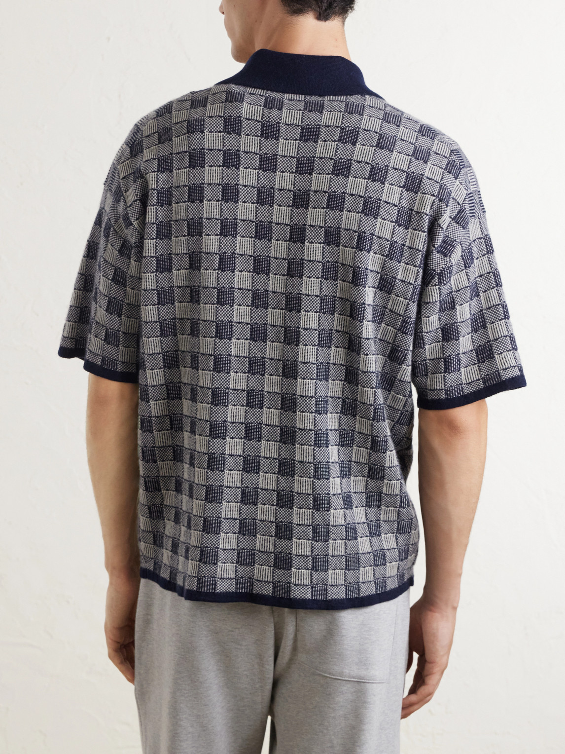 Checked Cashmere Polo Shirt