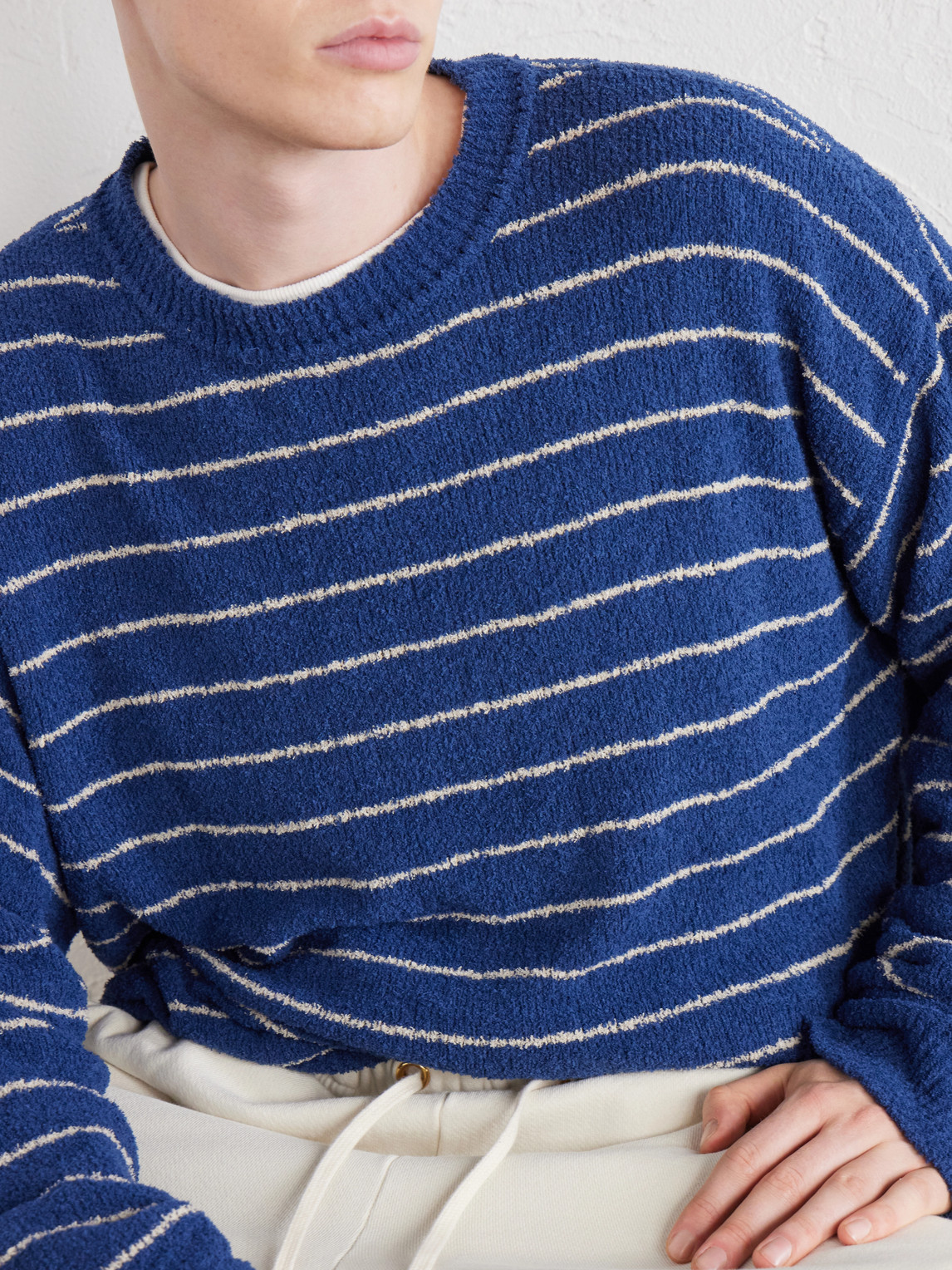 Eyelash Striped Cotton-Blend Sweatshirt