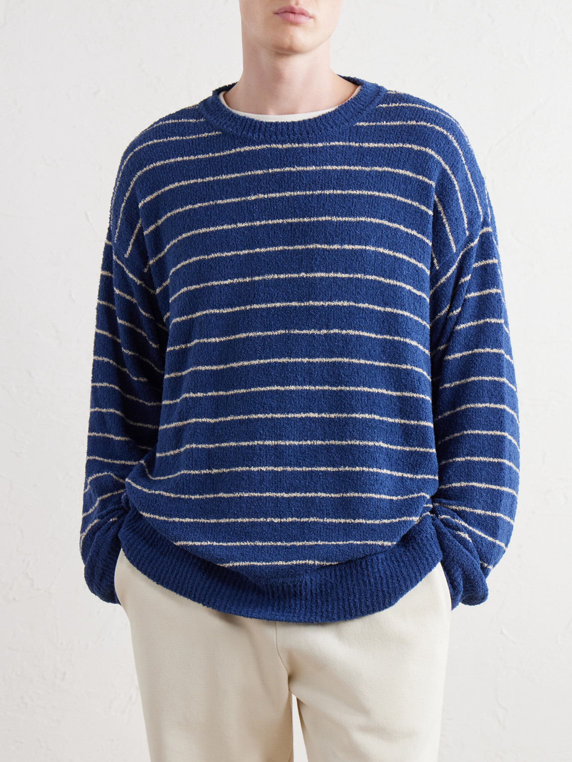 Eyelash Striped Cotton-Blend Sweatshirt
