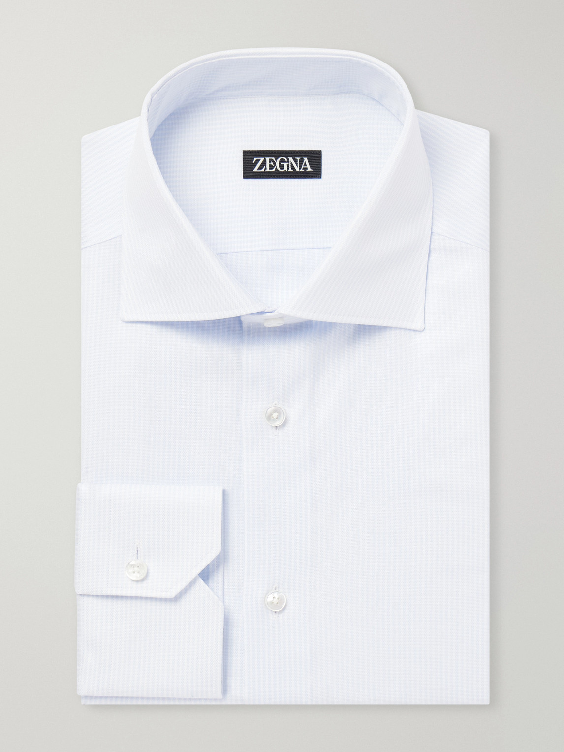 Cutaway-Collar Striped Cotton-Poplin Shirt