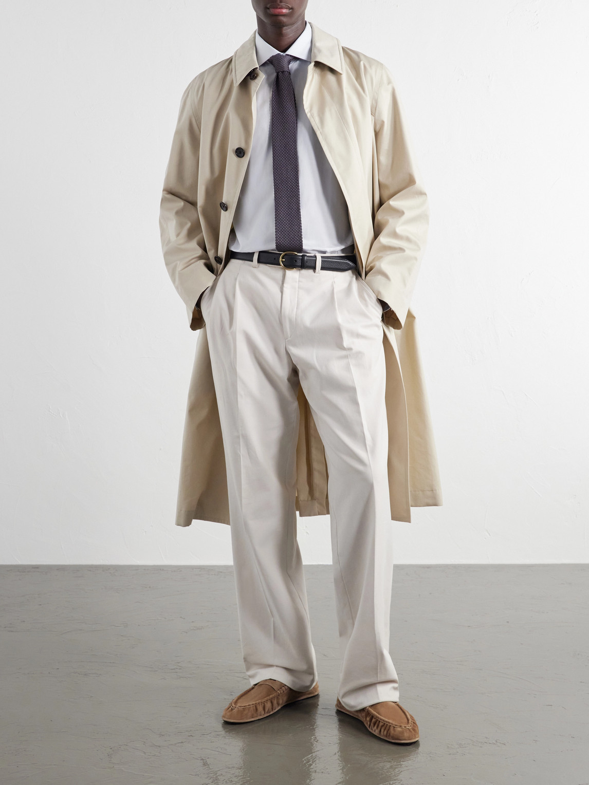 Cutaway-Collar Striped Cotton-Poplin Shirt