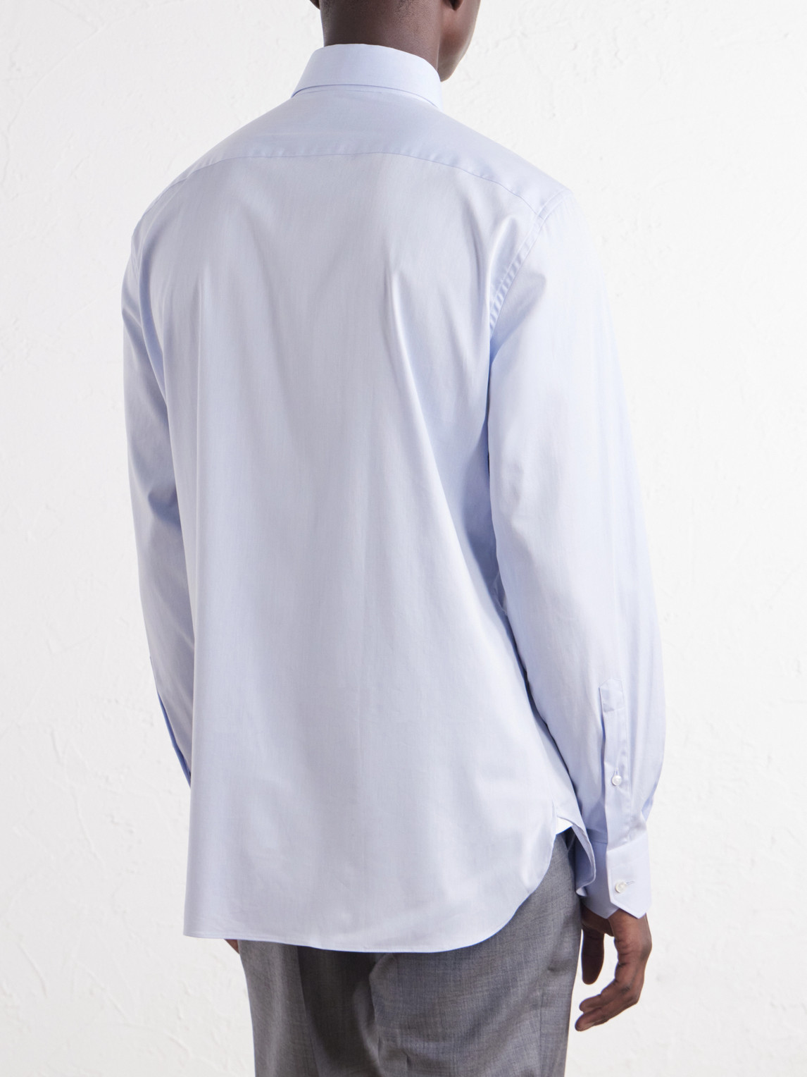 Cutaway-Collar Cotton-Blend Twill Shirt