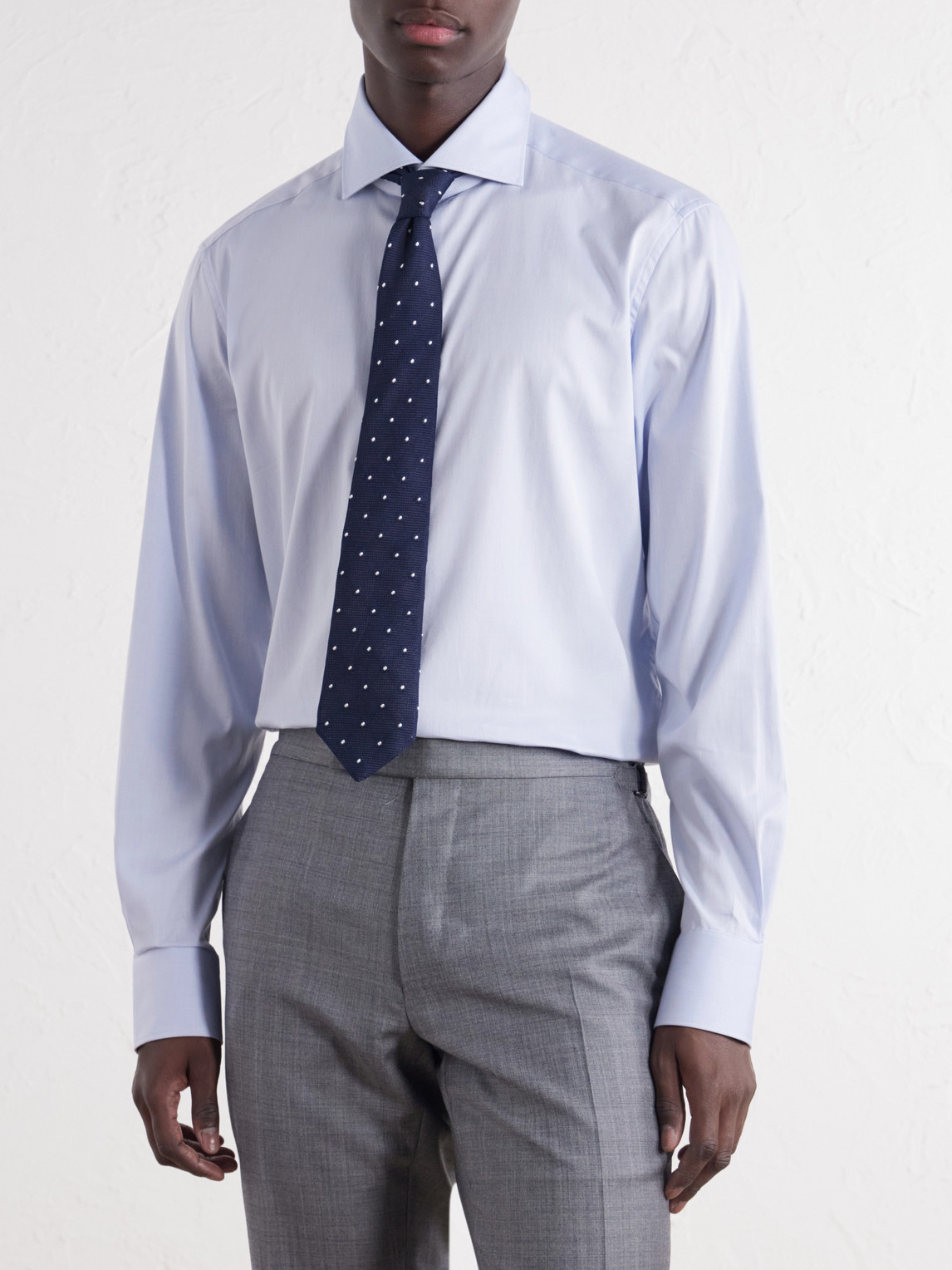 Cutaway-Collar Cotton-Blend Twill Shirt