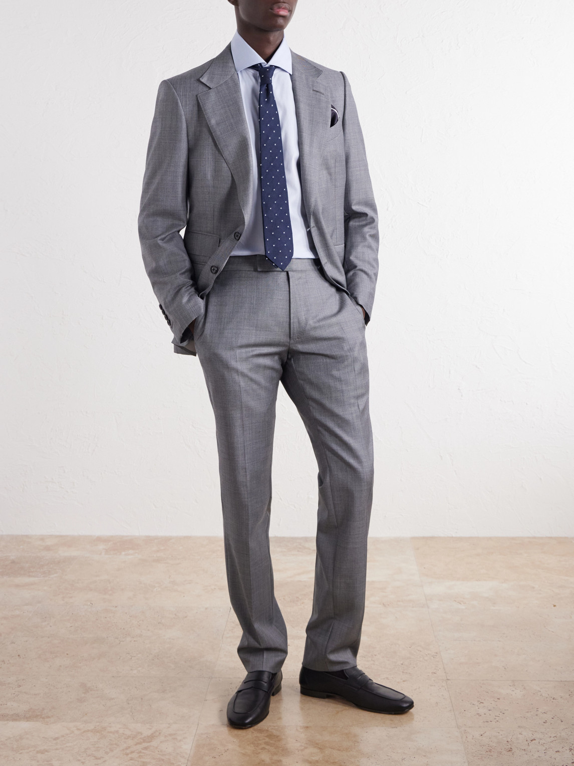 Cutaway-Collar Cotton-Blend Twill Shirt
