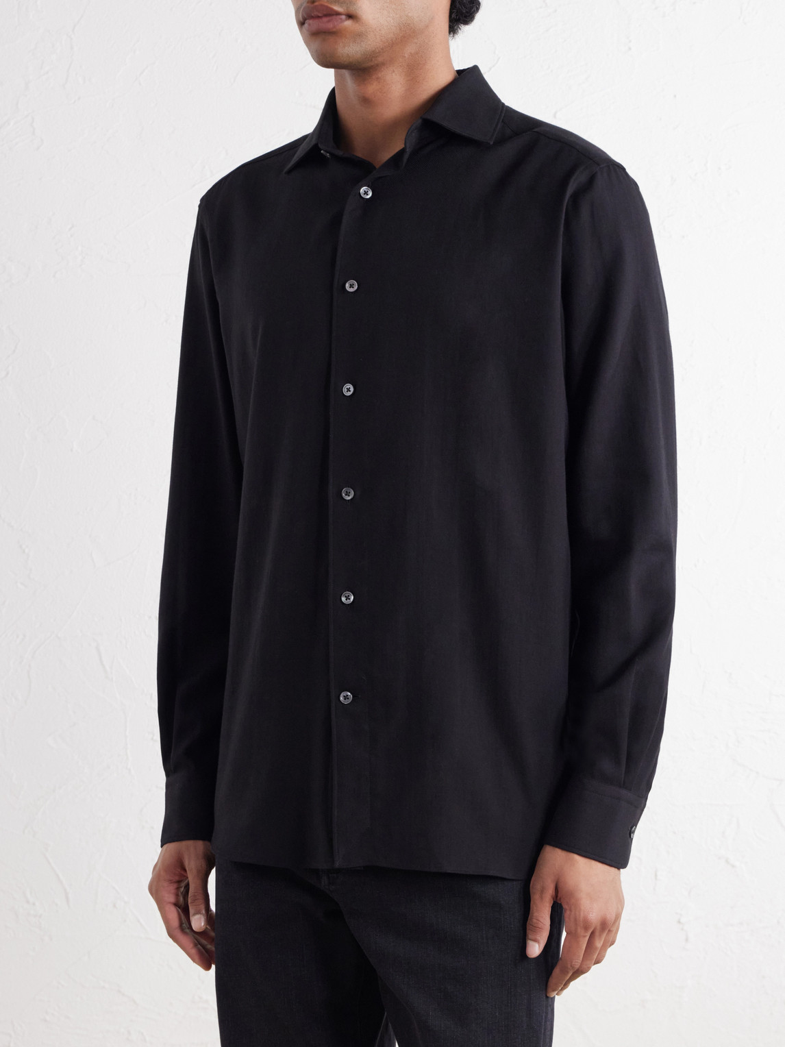 Cotton And Silk-Blend Twill Shirt