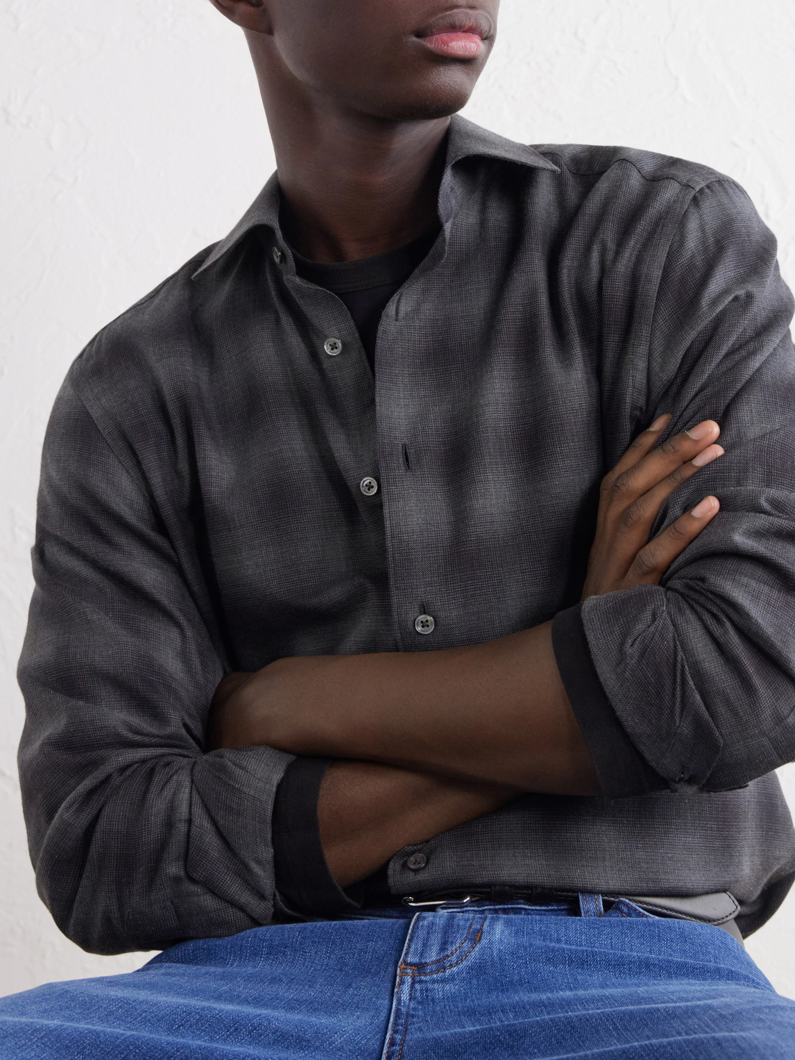 Checked Cotton And Cashmere-Blend Shirt