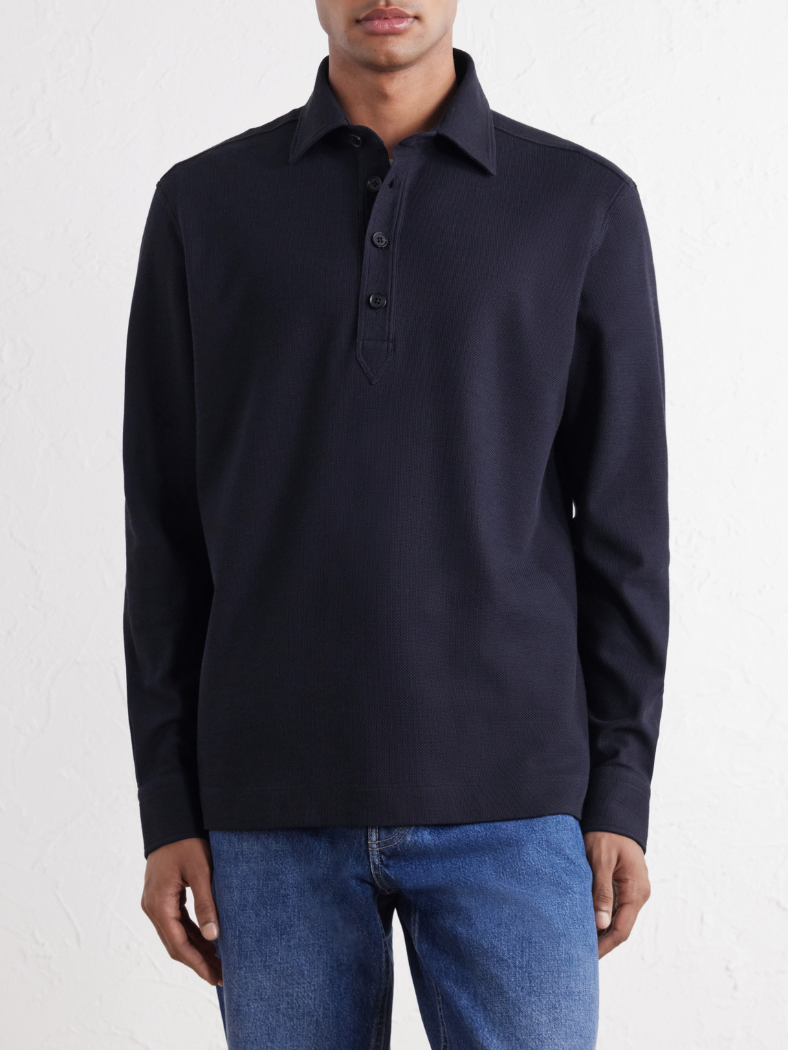 Cotton And Silk-Blend Piqué Polo Shirt