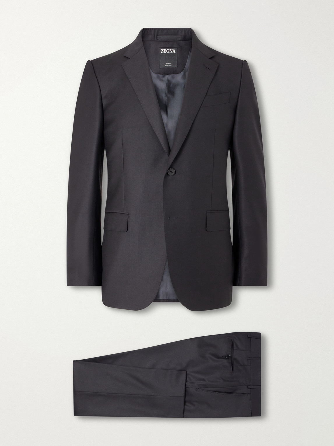 Zegna Merino Wool-twill Suit In Black