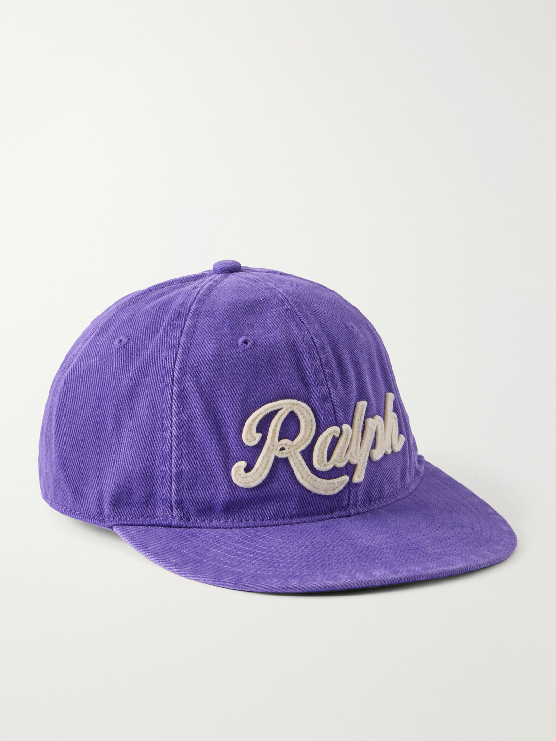 Polo Ralph Lauren Logo-embroidered Leather-trimmed Cotton-twill Baseball Cap In Purple