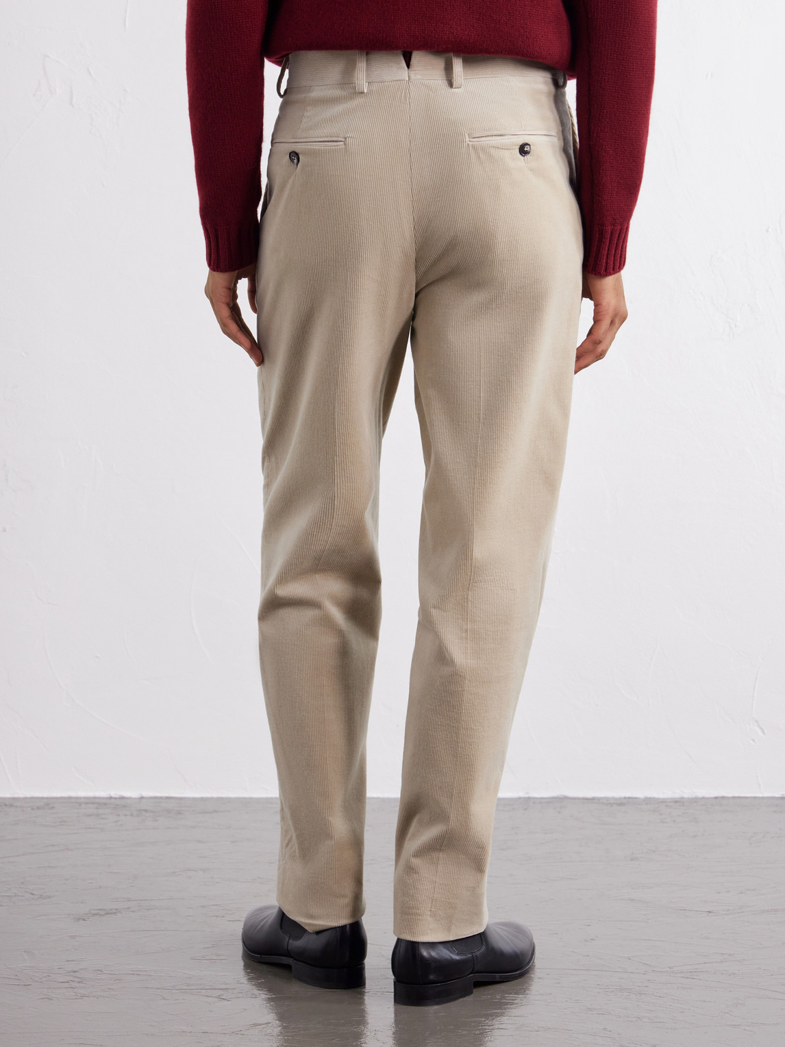 Pleated Straight-Leg Cotton- Corduroy