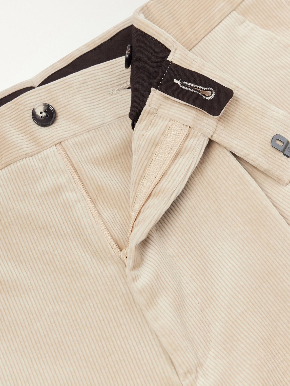 Pleated Straight-Leg Cotton- Corduroy