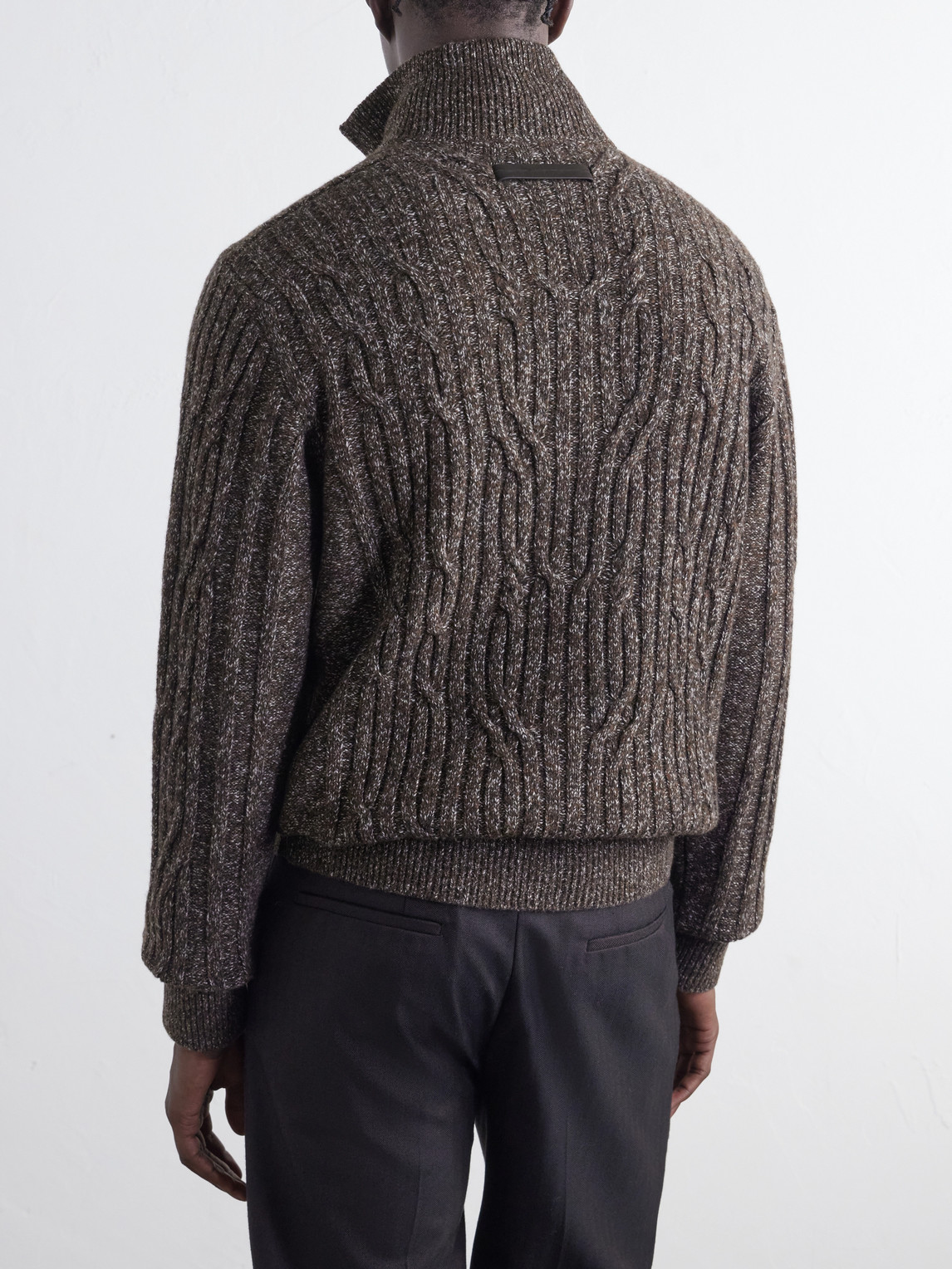Cable-Knit Wool And Cashmere-Blend Half-Zip Sweater